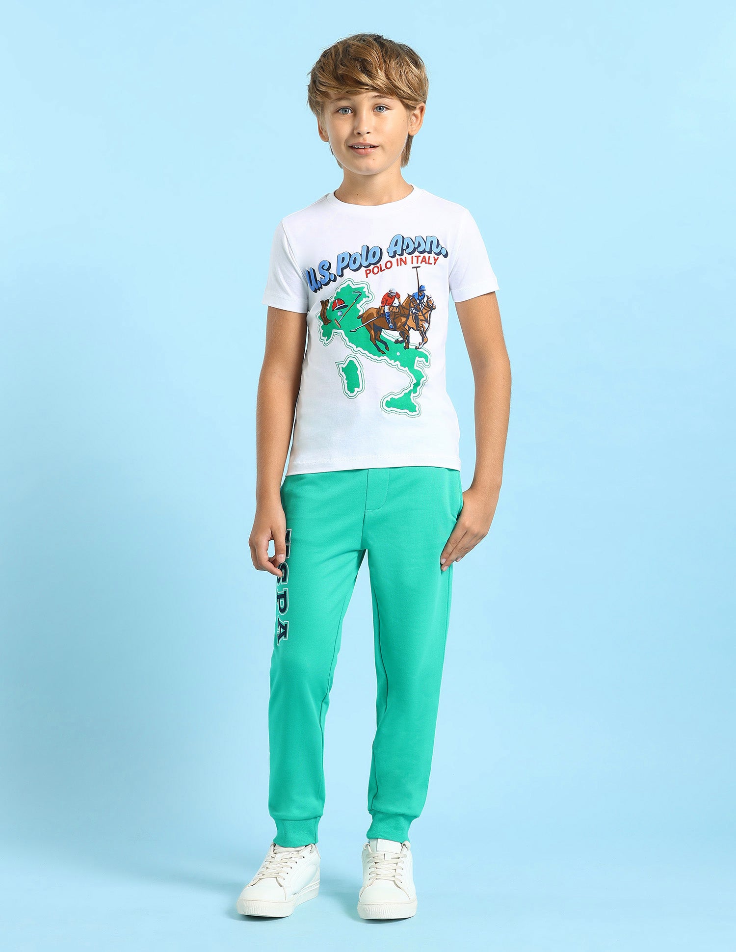 Boys Graphic Printed Regular Fit T-Shirt White - U.S. POLO ASSN. | Large