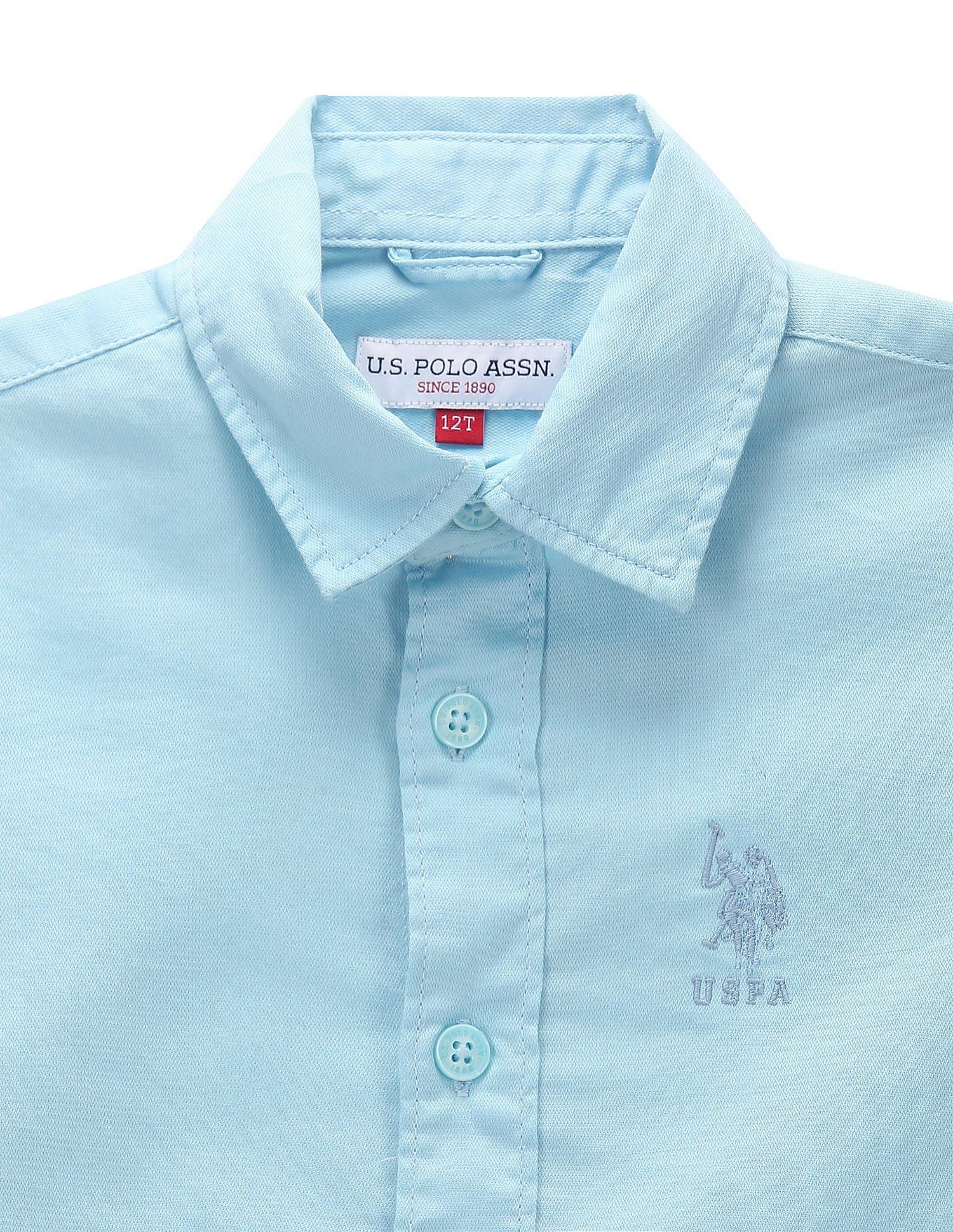 Boys Solid Dobby Shirt Light Blue - U.S. POLO ASSN. | Large