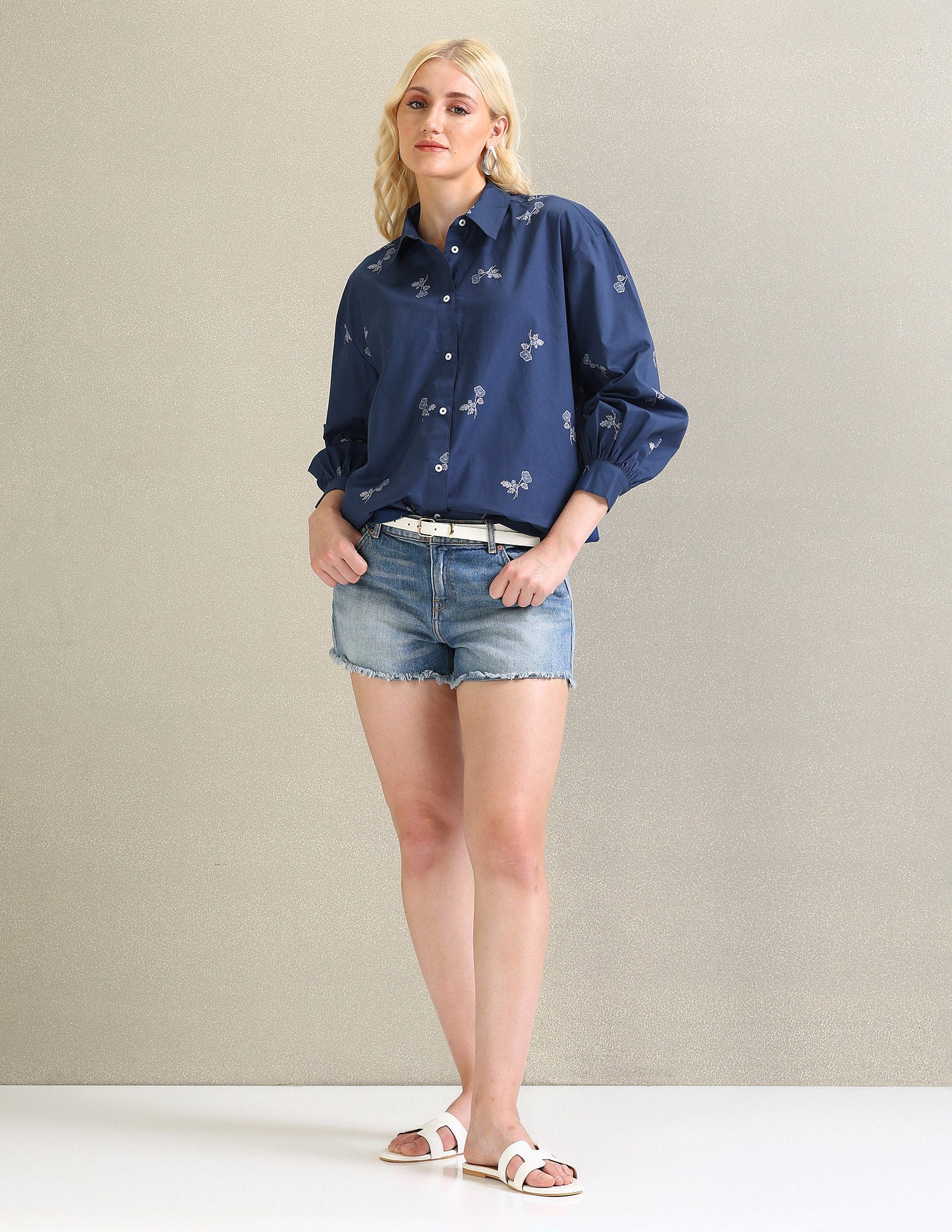 Pure Cotton Floral Shirt Blue - U.S. Polo Assn. India | Large