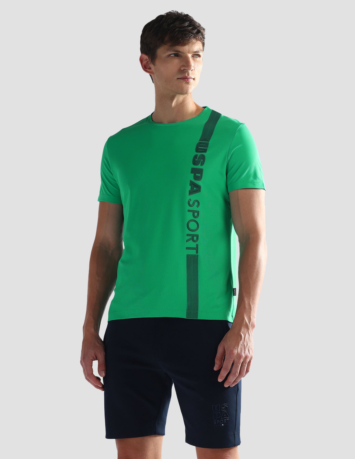 Brand Stripe Honeycomb T-Shirt Green - U.S. Polo Assn. India | Large