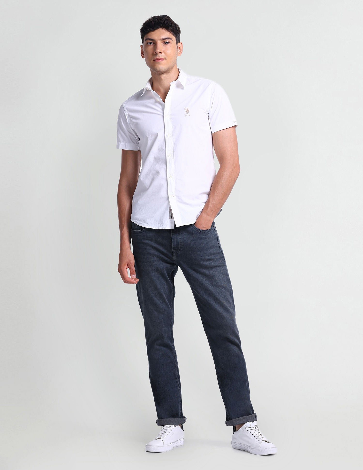 Harold Slim Straight Fit Blue Jeans Blue - U.S. Polo Assn. India | Large