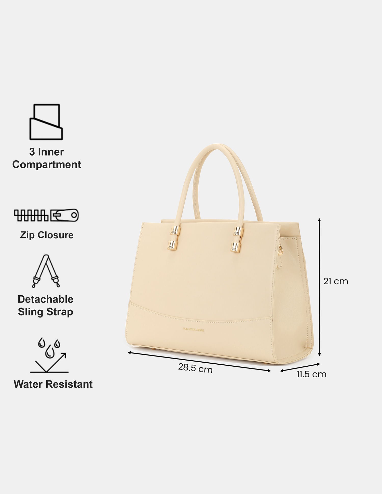 Women Bijou Convertible Satchel Sling Bag Beige - U.S. POLO ASSN. | Large