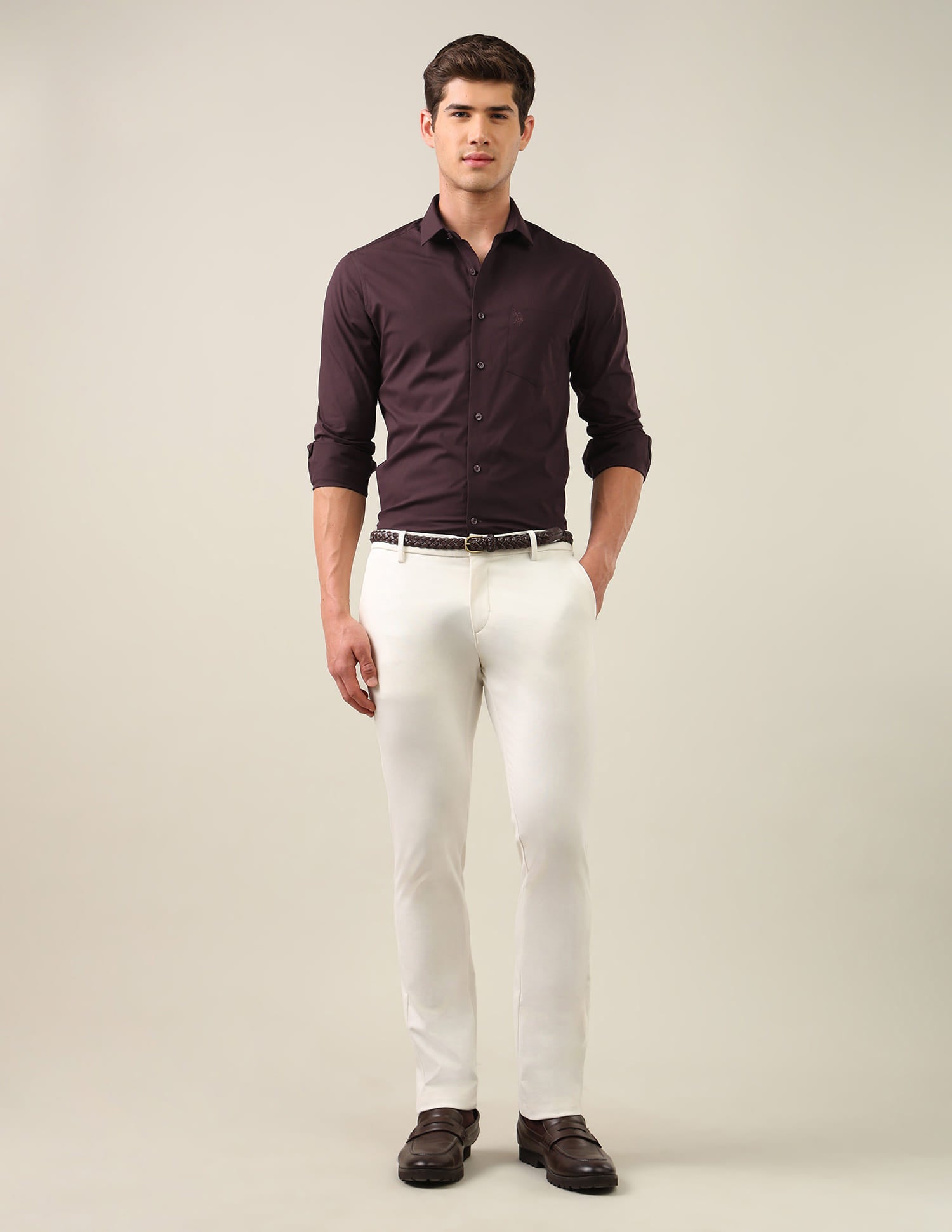 Solid Tailored Fit Shirt Purple - U.S. Polo Assn. India | Large
