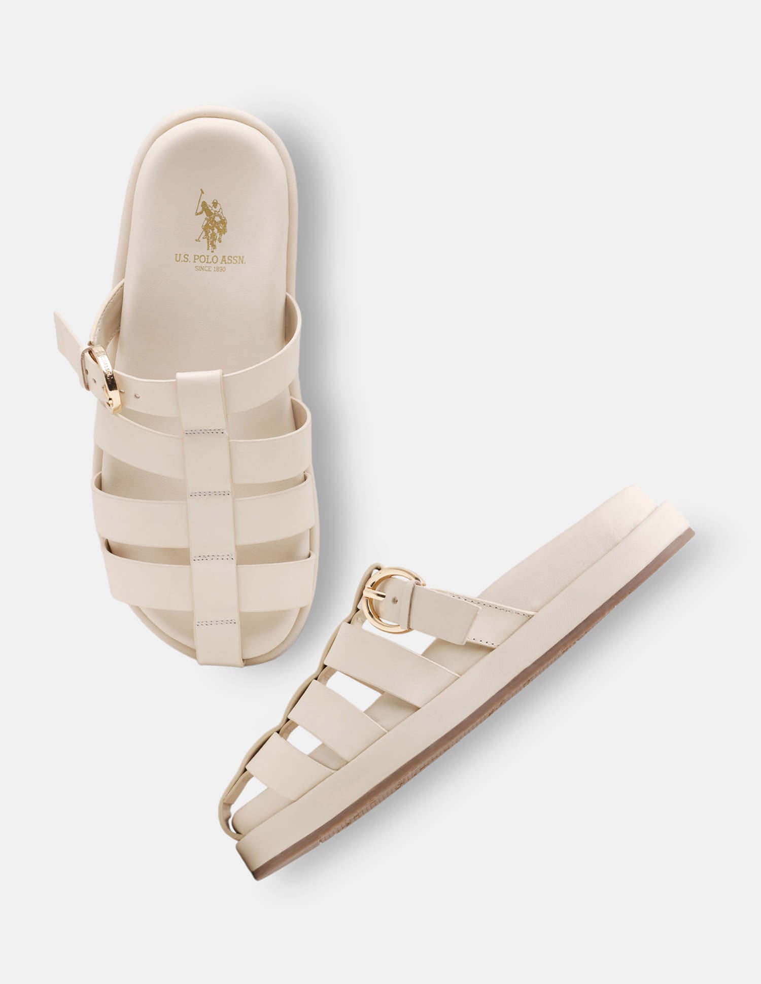 Women Minseo Multi Strap Buckle Sandals Beige - U.S. Polo Assn. India | Large