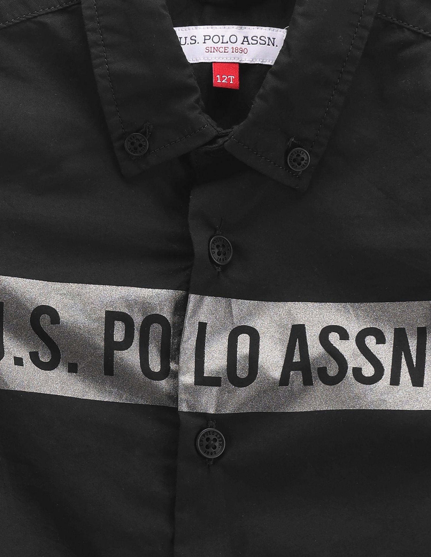 Boys Metallic Brand Stripe Shirt Black - U.S. POLO ASSN. | Large