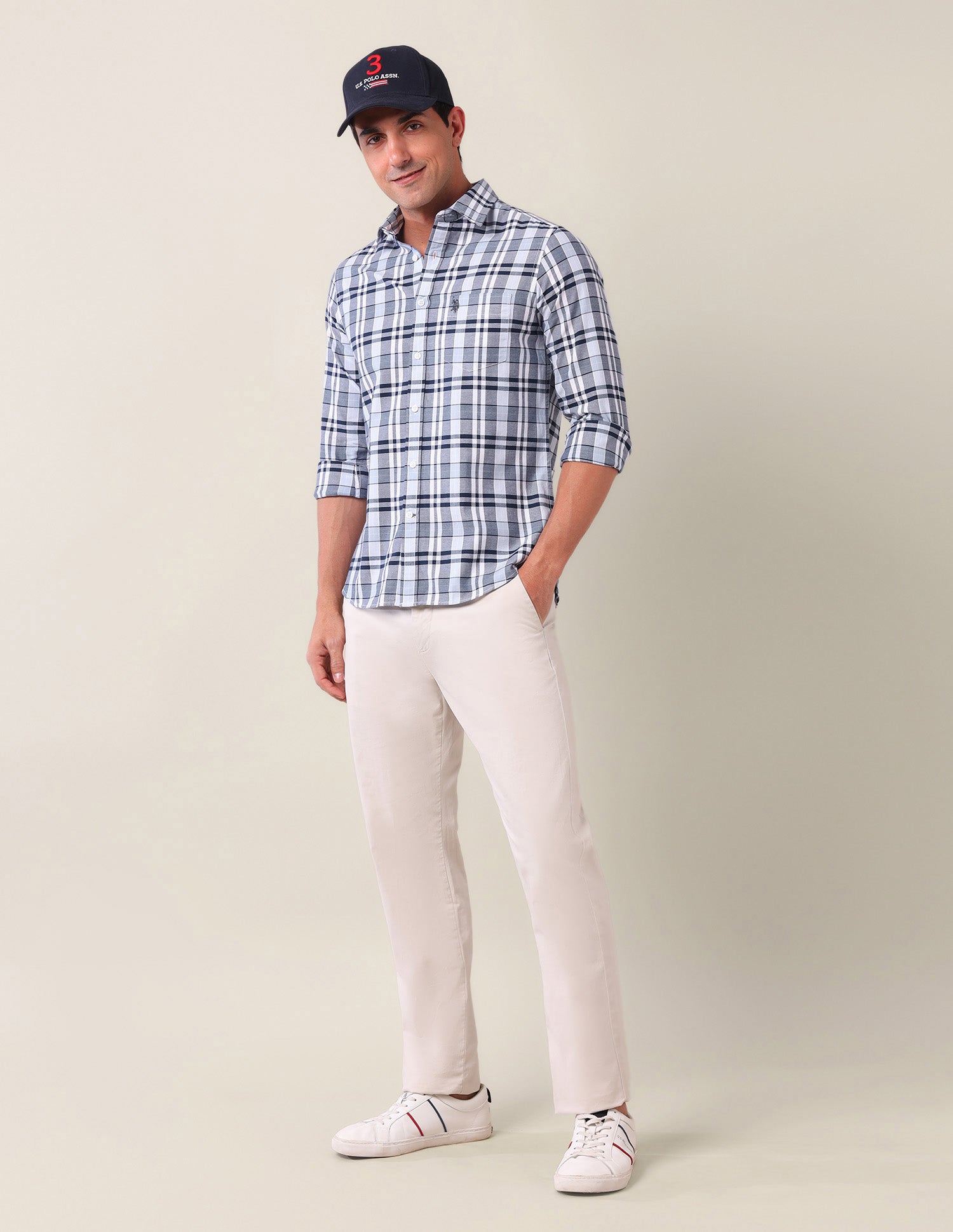 Plaid Checked Tailored Fit Shirt Navy - U.S. Polo Assn. India | Large