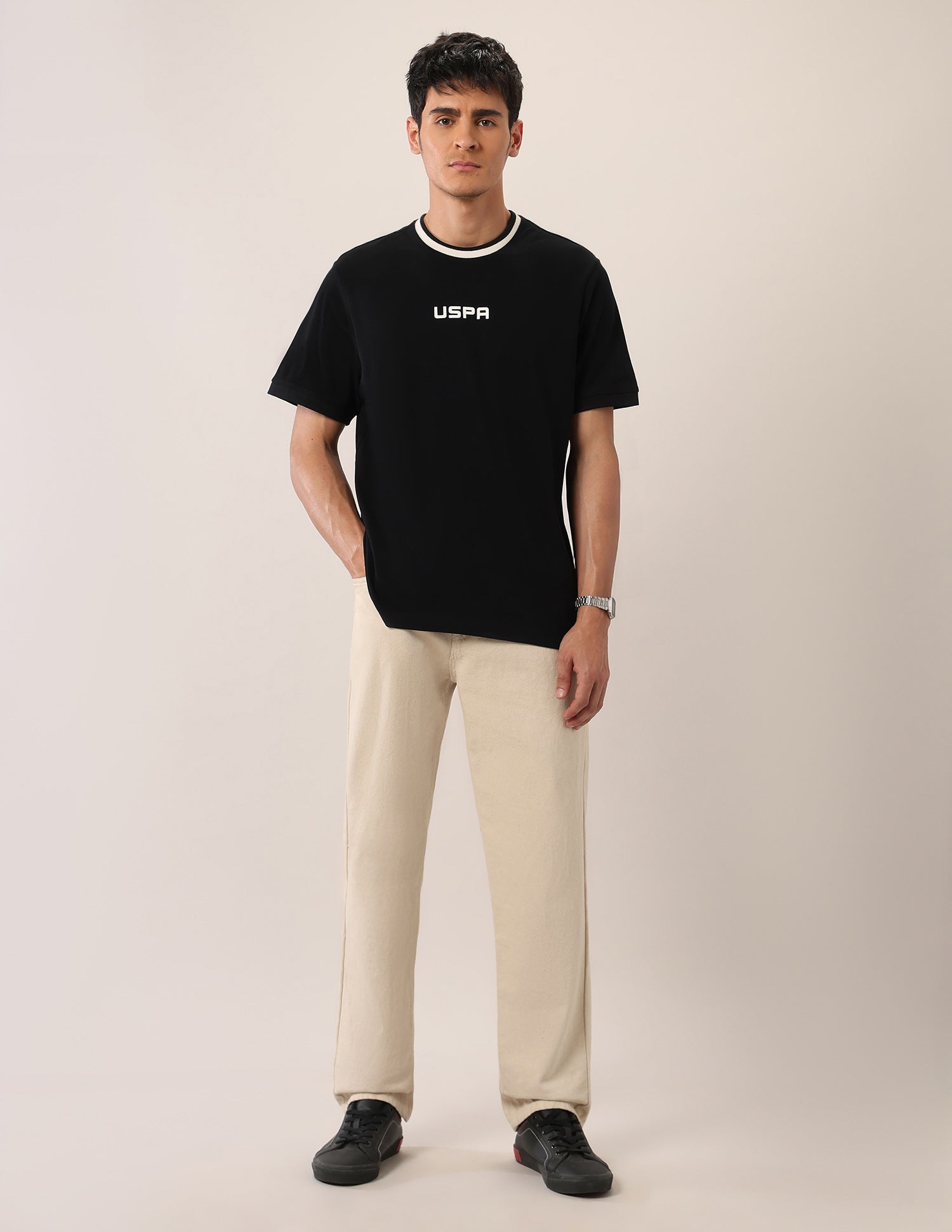 Relaxed Fit Pure Cotton T-Shirt Black - U.S. Polo Assn. India | Large