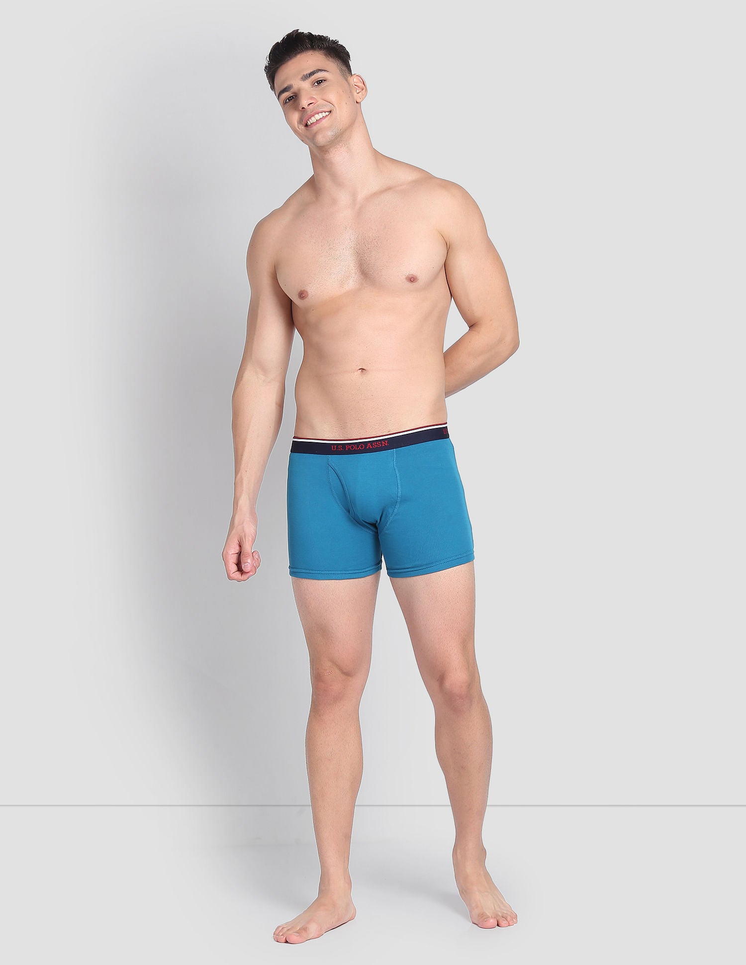 Cotton Mid Rise 1667 Trunks - Pack Of 3 Red, Black and Green - U.S. POLO ASSN. | Large