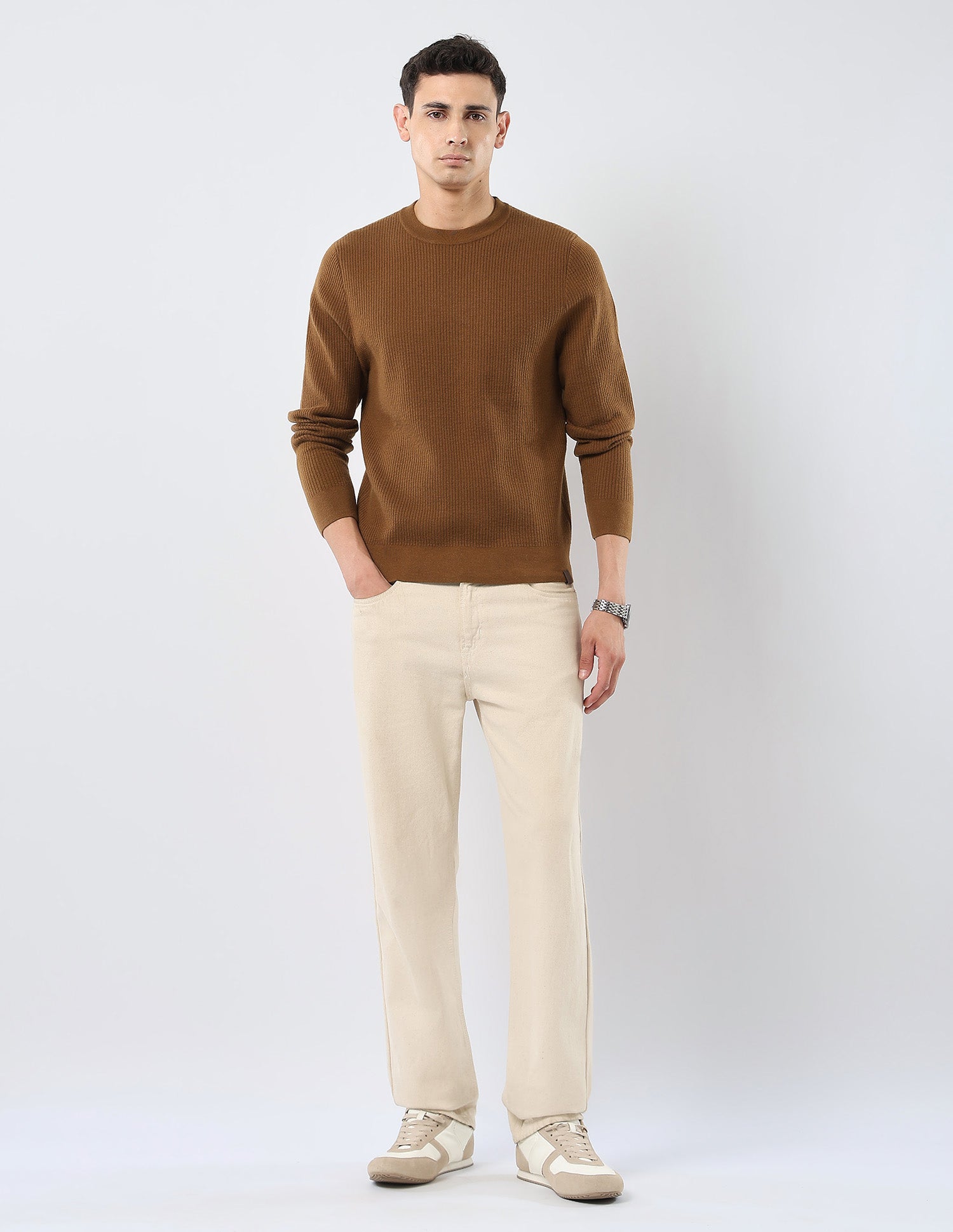 Patterned Knit Regular Fit Sweater Mustard - U.S. POLO ASSN. | Large