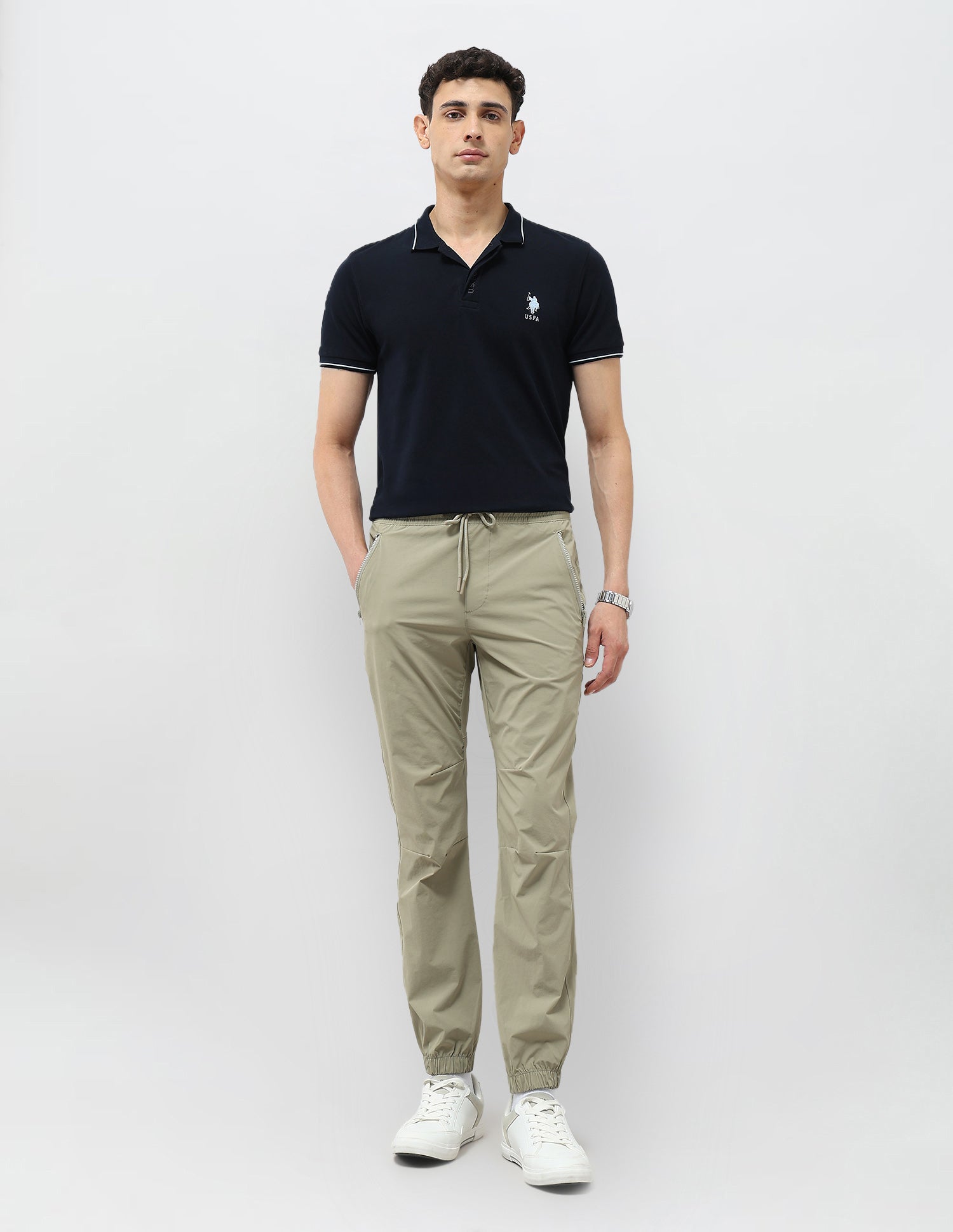 Straight Fit Mid Rise Joggers Light Green - U.S. Polo Assn. India | Large