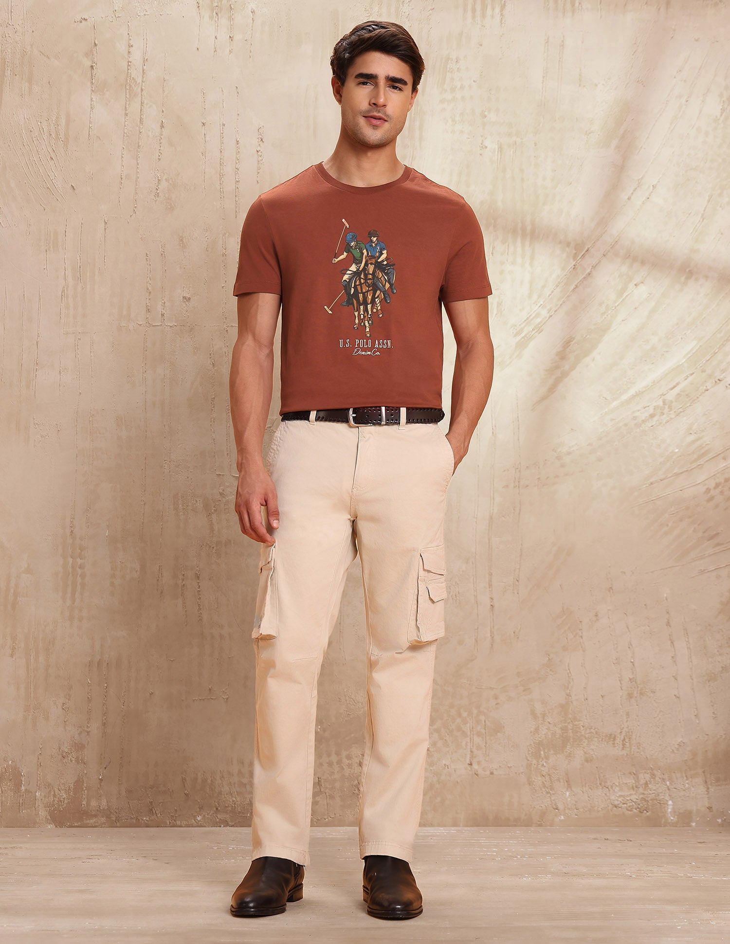 Graphic Brand Printed Muscle Fit T-Shirt Rust - U.S. POLO ASSN. | Large