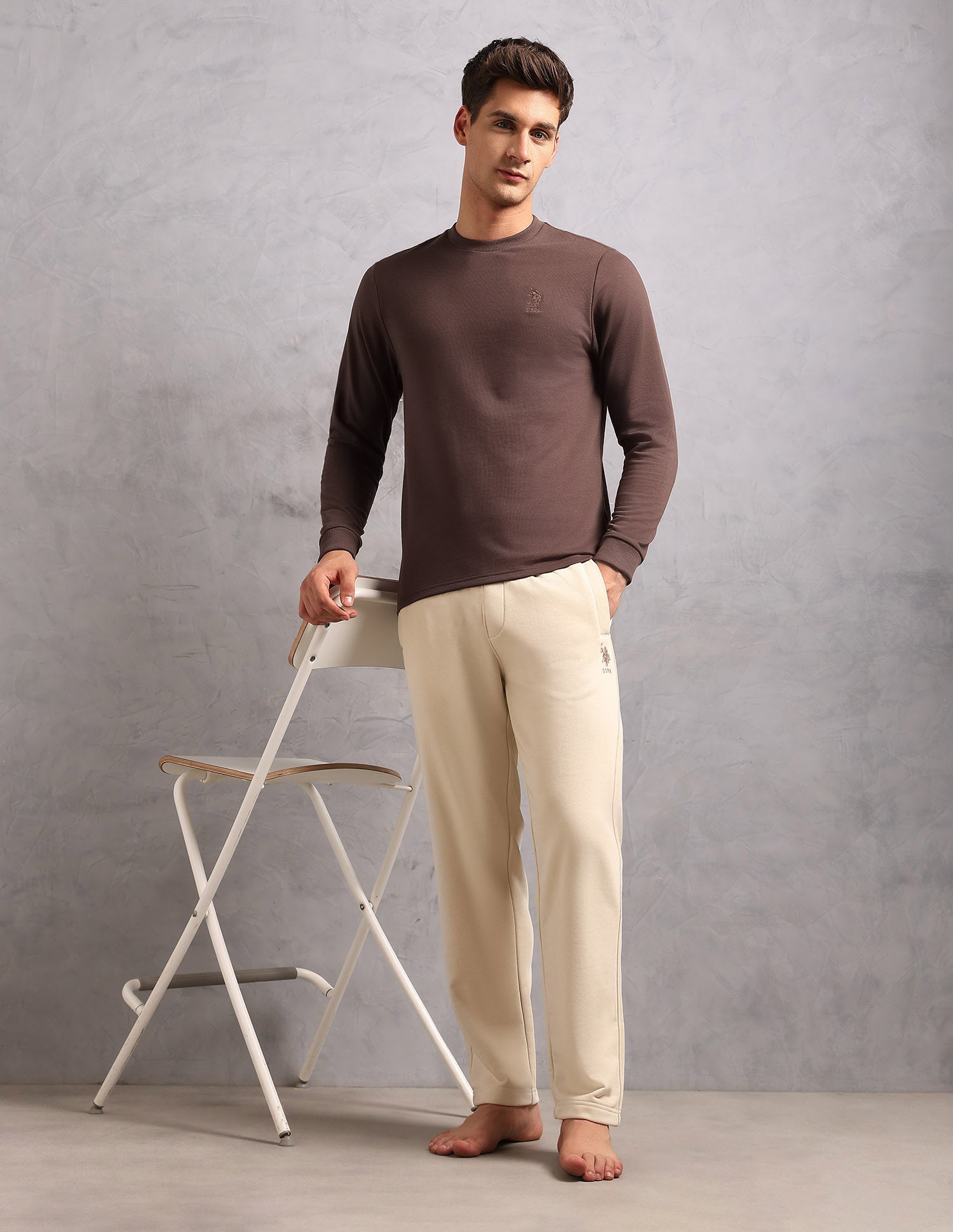 Comfort Fit Solid OEE14 Lounge T-Shirt - Pack Of 1 Light Brown - U.S. POLO ASSN. | Large