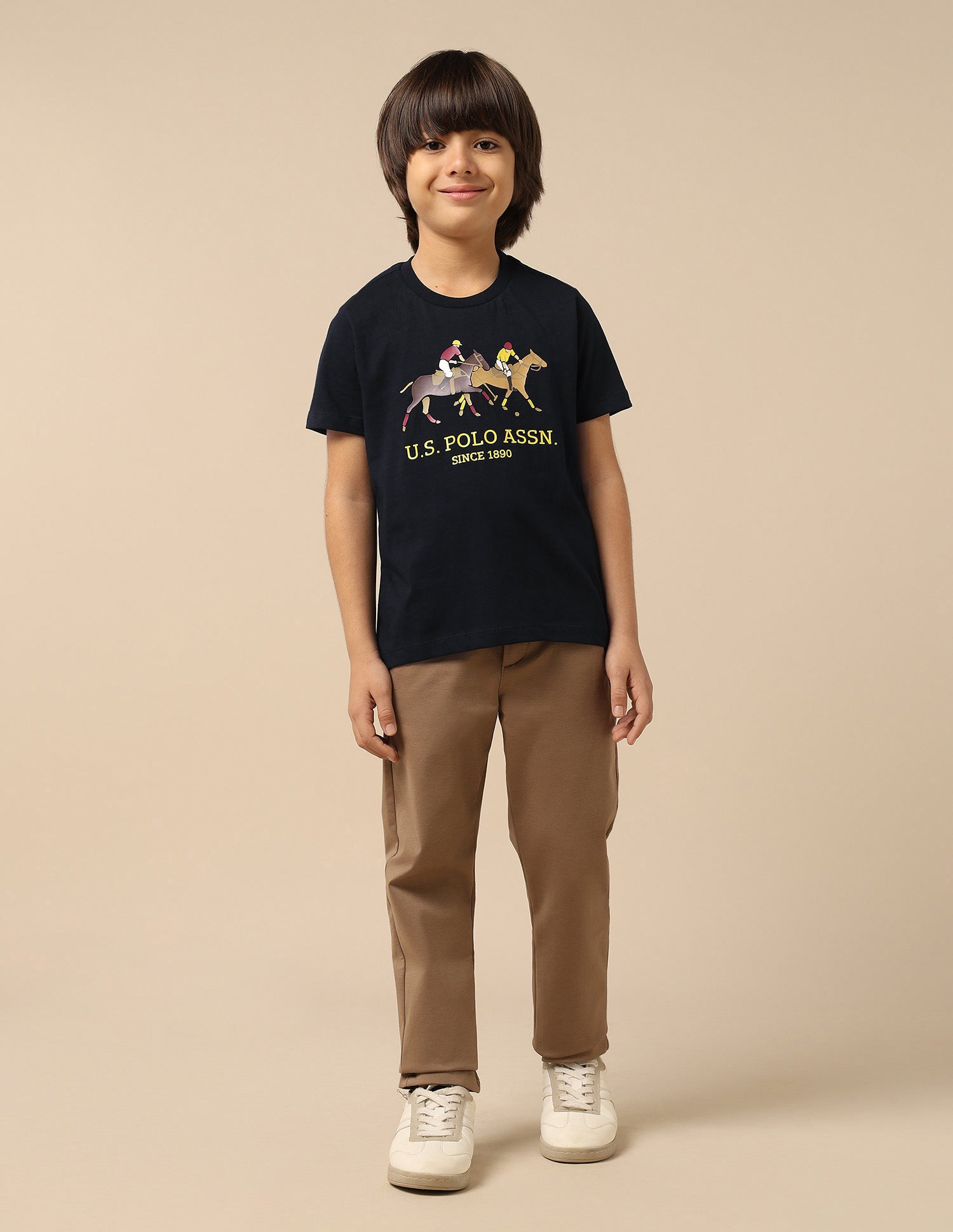 Boys Graphic Printed Regular Fit T-Shirt Navy - U.S. POLO ASSN. | Large