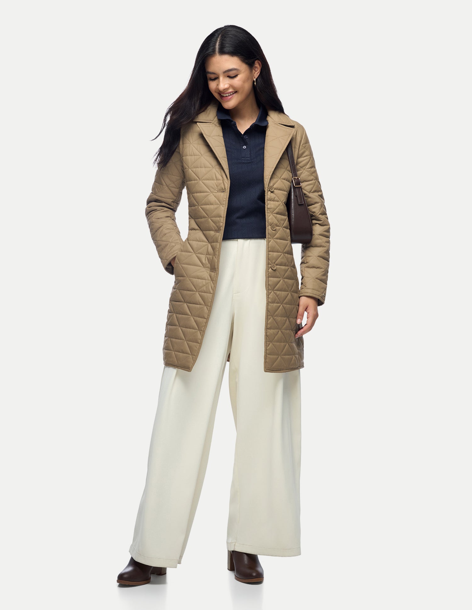 Solid Longline Quilted Jacket Beige - U.S. Polo Assn. India | Large