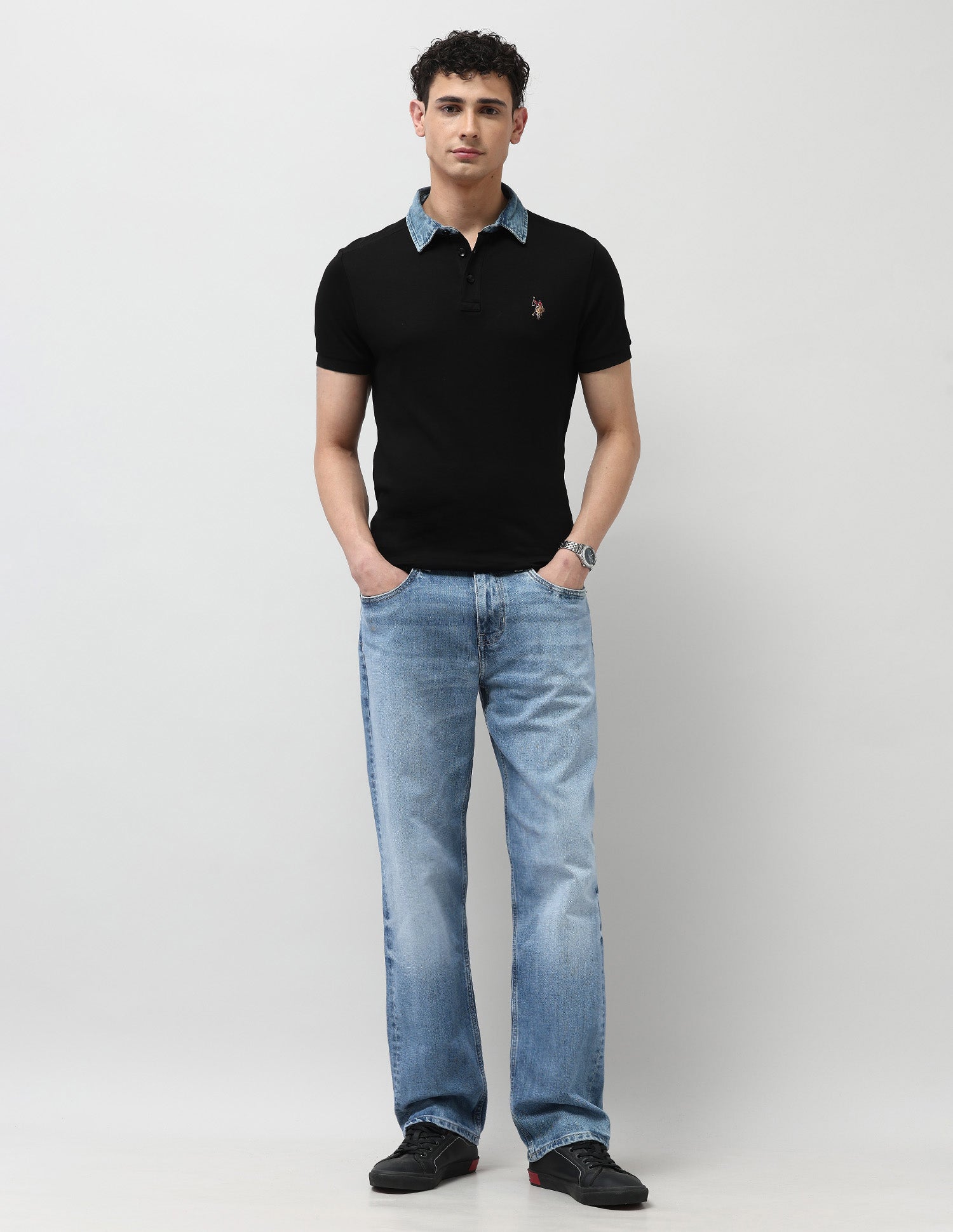 Shawn Relaxed Fit Blue Jeans Rags Wash - U.S. POLO ASSN. | Large