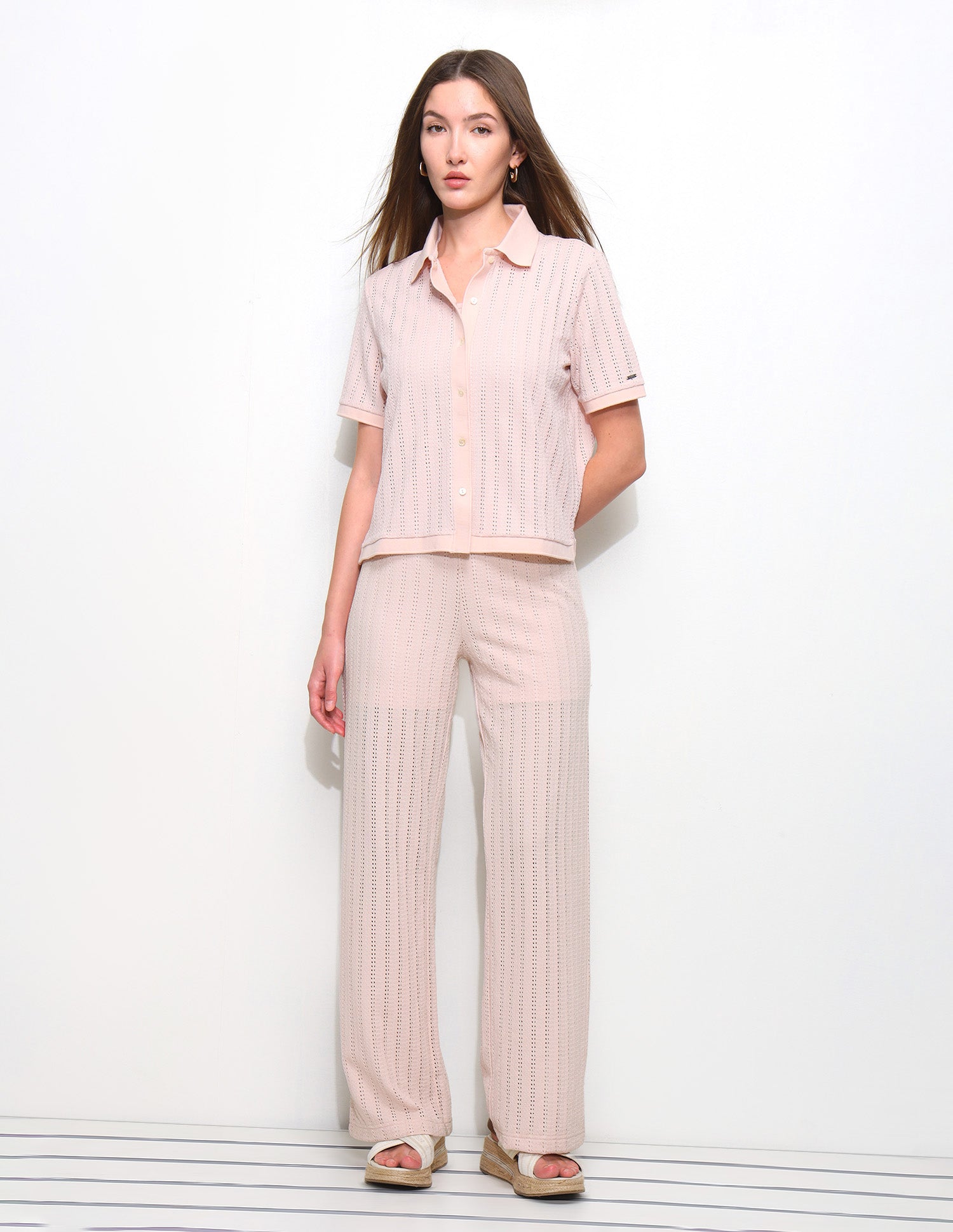 Textured Straight Fit Pants Pink - U.S. Polo Assn. India | Large
