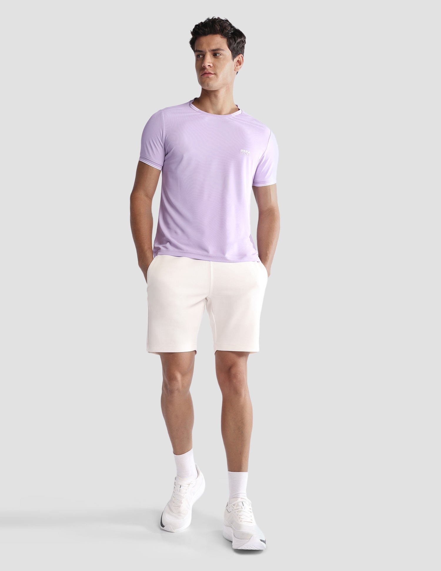 Solid Regular Fit Active T-Shirt Purple - U.S. Polo Assn. India | Large
