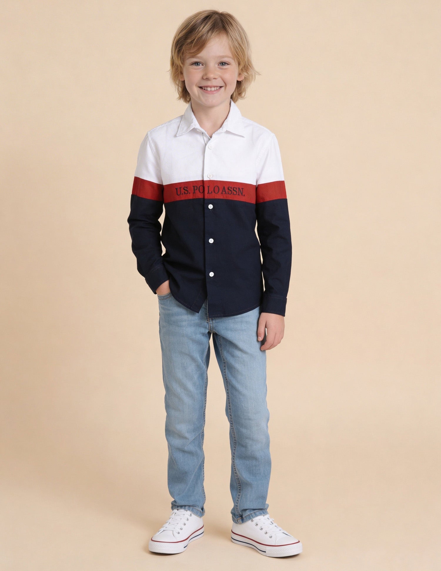 Colorblocked Brand Embroidered Oxford Shirt White - U.S. Polo Assn. India | Large