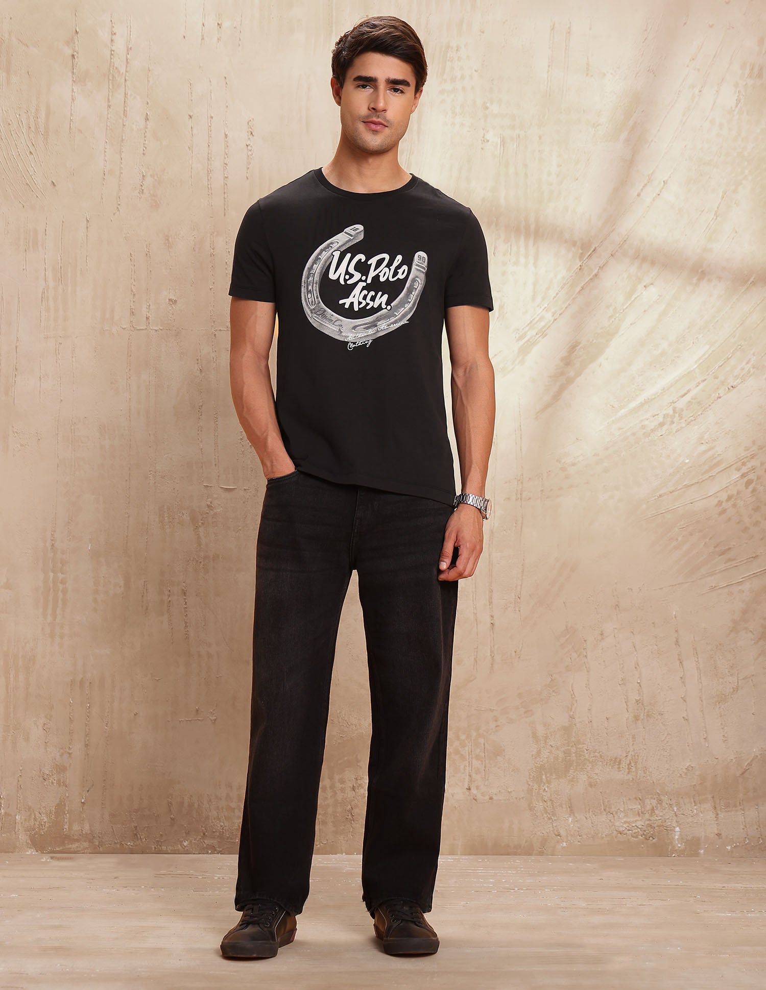 Graphic Brand Printed Muscle Fit T-Shirt Black - U.S. POLO ASSN. | Large