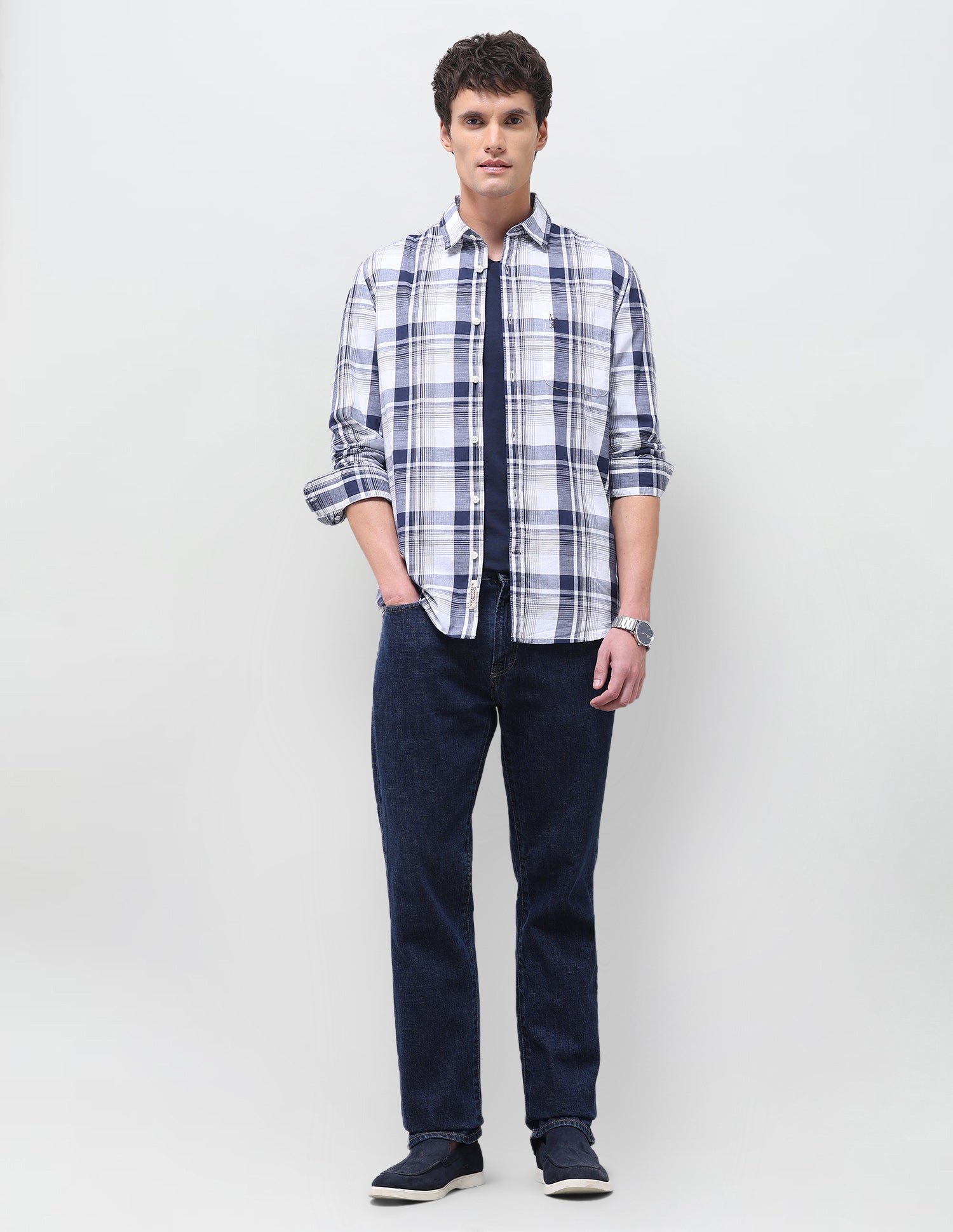 Twill Plaid Checked Shirt White - U.S. Polo Assn. India | Large