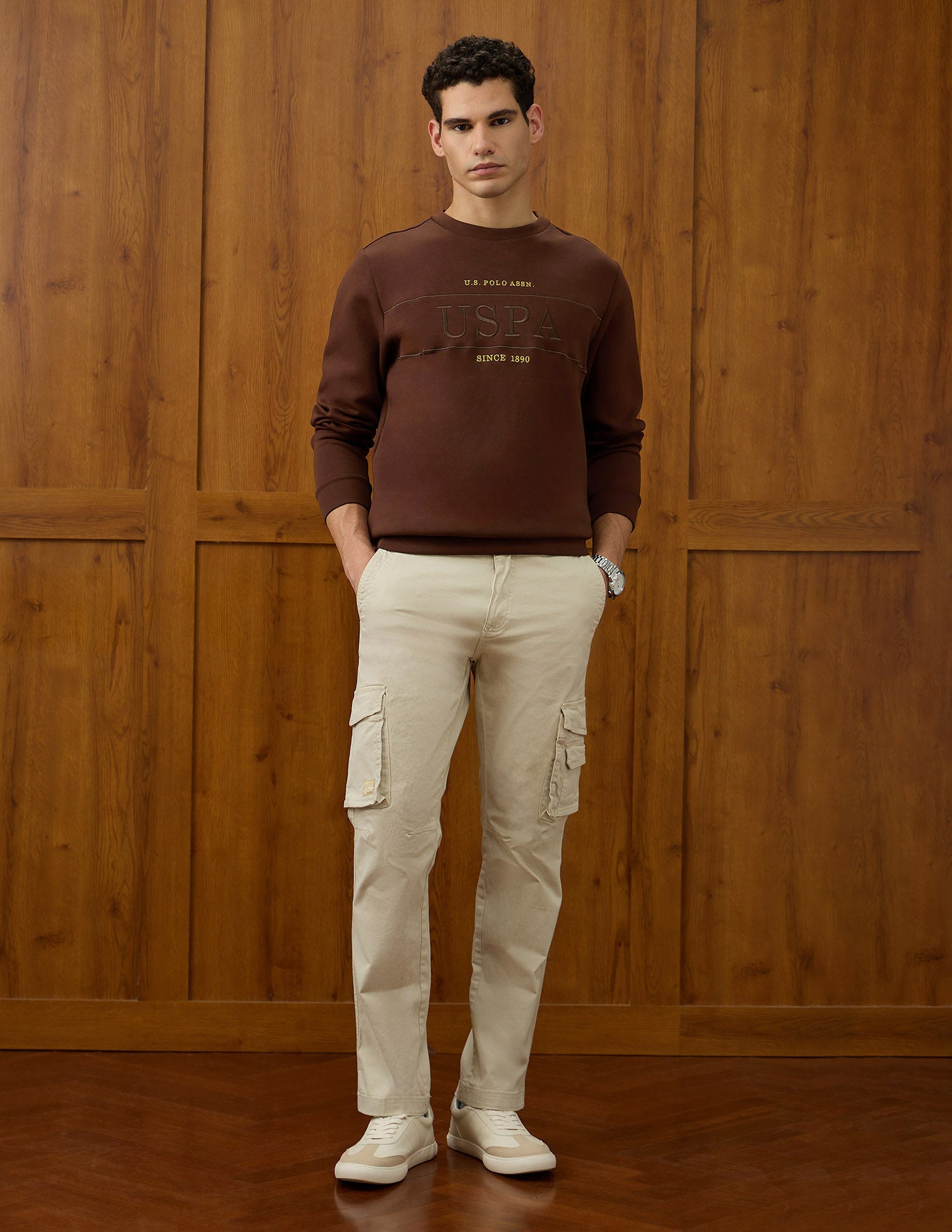 Brand Embroidered Equestrian Aisle Theater Sweatshirt Dark Brown - U.S. POLO ASSN. | Large