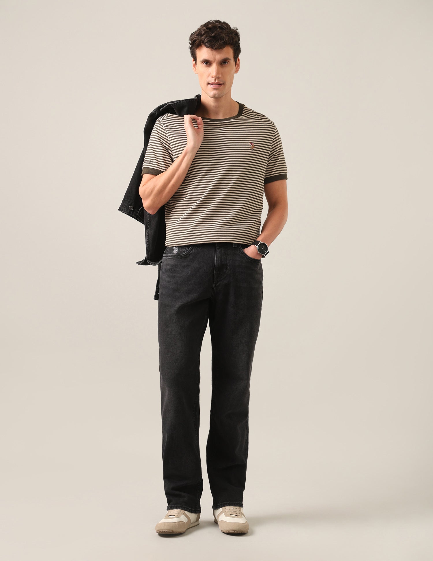 Shawn Relaxed Fit Black Jeans Washed Black - U.S. Polo Assn. India | Large