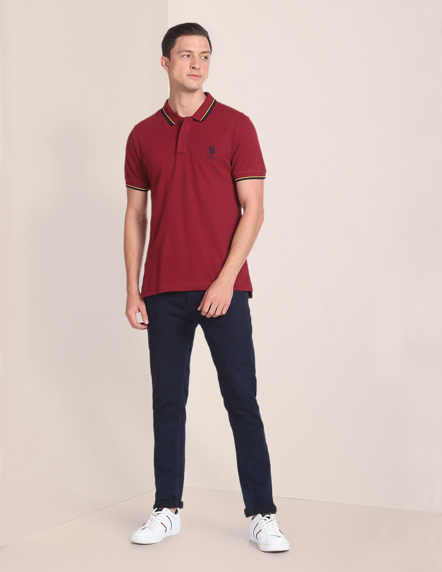 Cotton Solid Polo Shirt Maroon - U.S. POLO ASSN. | Large