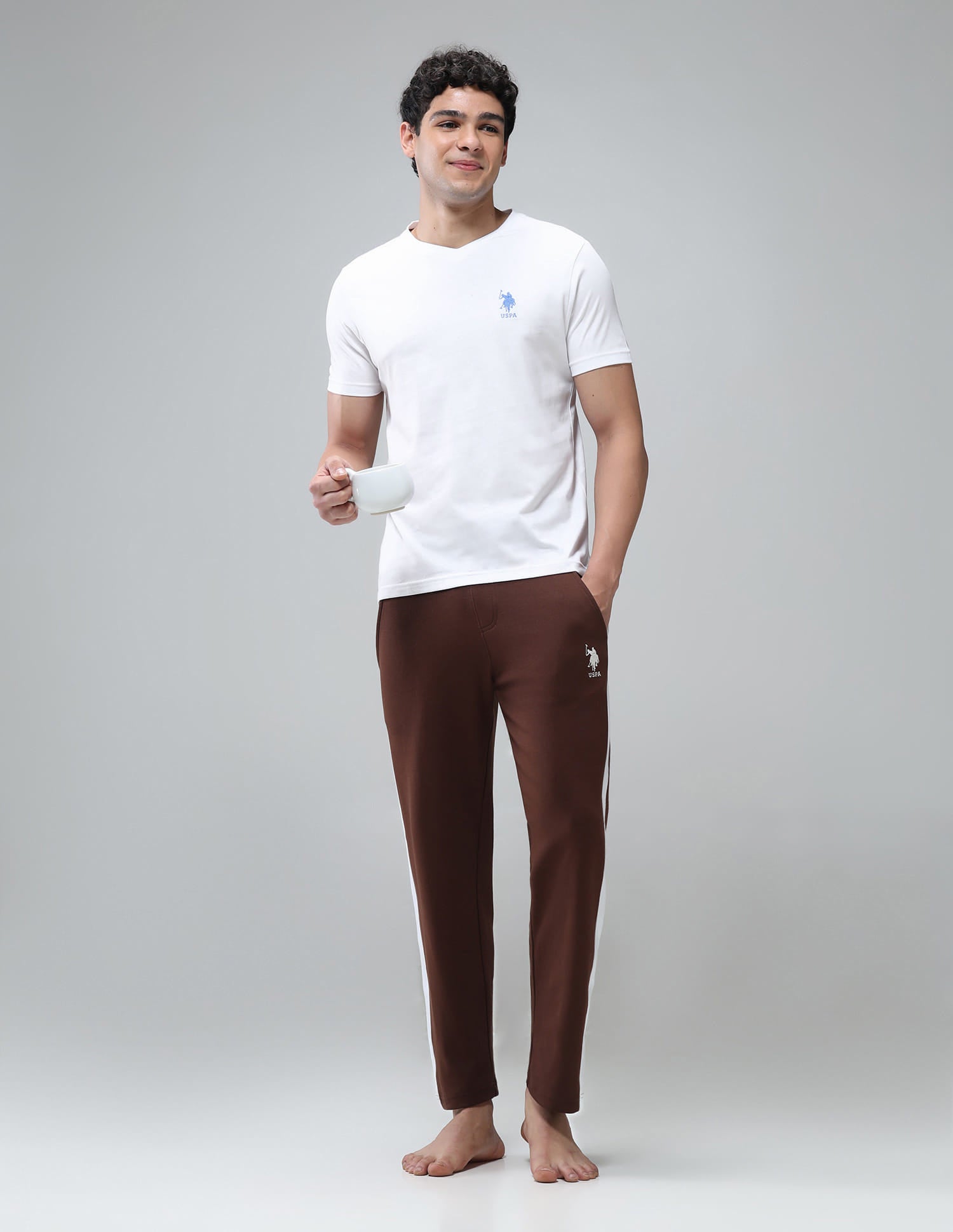 V-Neck Embroidered Logo I638 Lounge T-Shirt - Pack Of 1 White - U.S. Polo Assn. India | Large