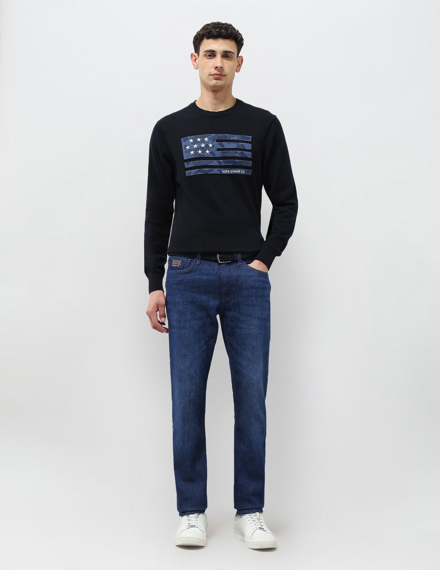 Brandon Slim Tapered Fit Whiskered Jeans Indigo - U.S. POLO ASSN. | Large