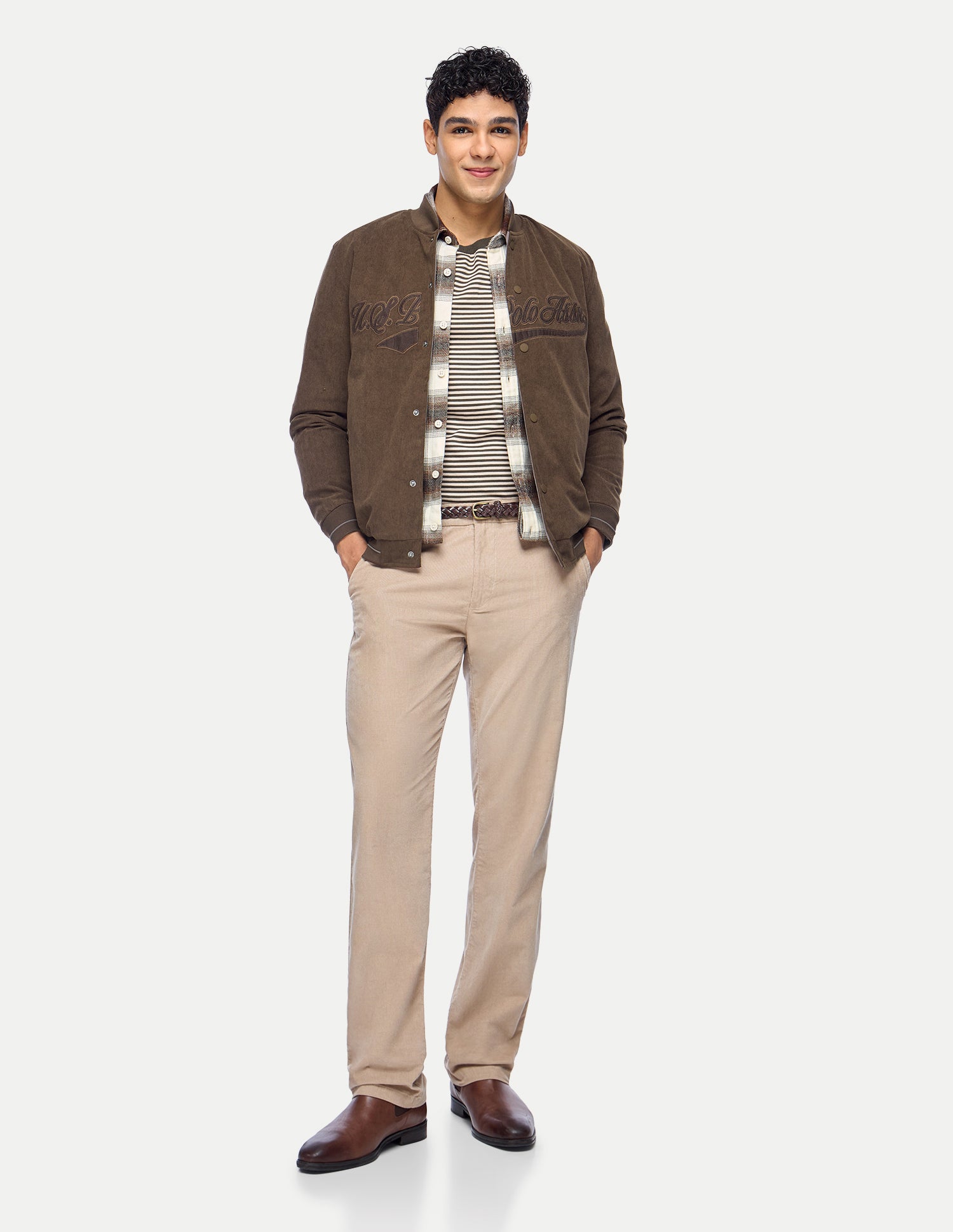 Brand Applique Regular Fit Bomber Jacket Choco - U.S. Polo Assn. India | Large