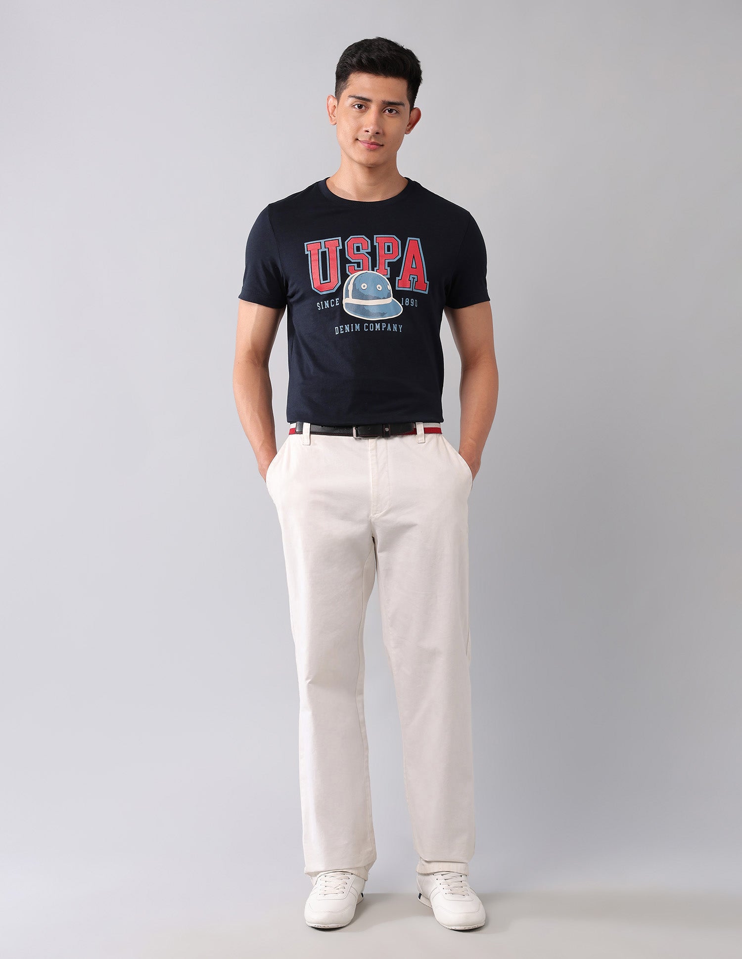 Brand Printed Muscle Fit T-Shirt Navy - U.S. Polo Assn. India | Large