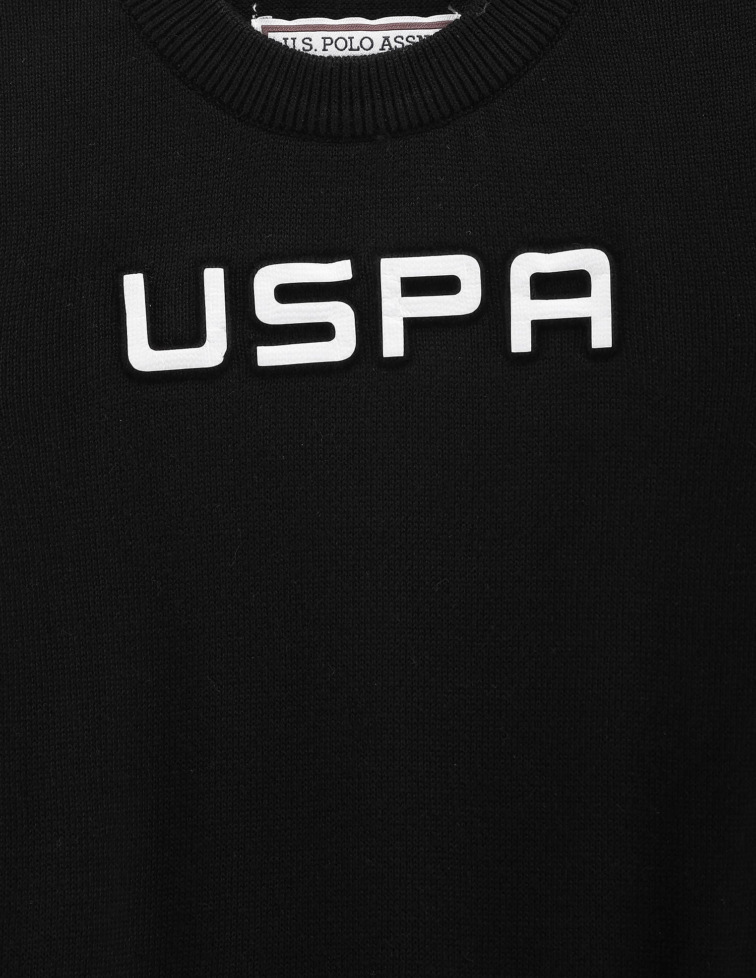 Boys Embossed Logo Cotton Sweater Black - U.S. POLO ASSN. | Large