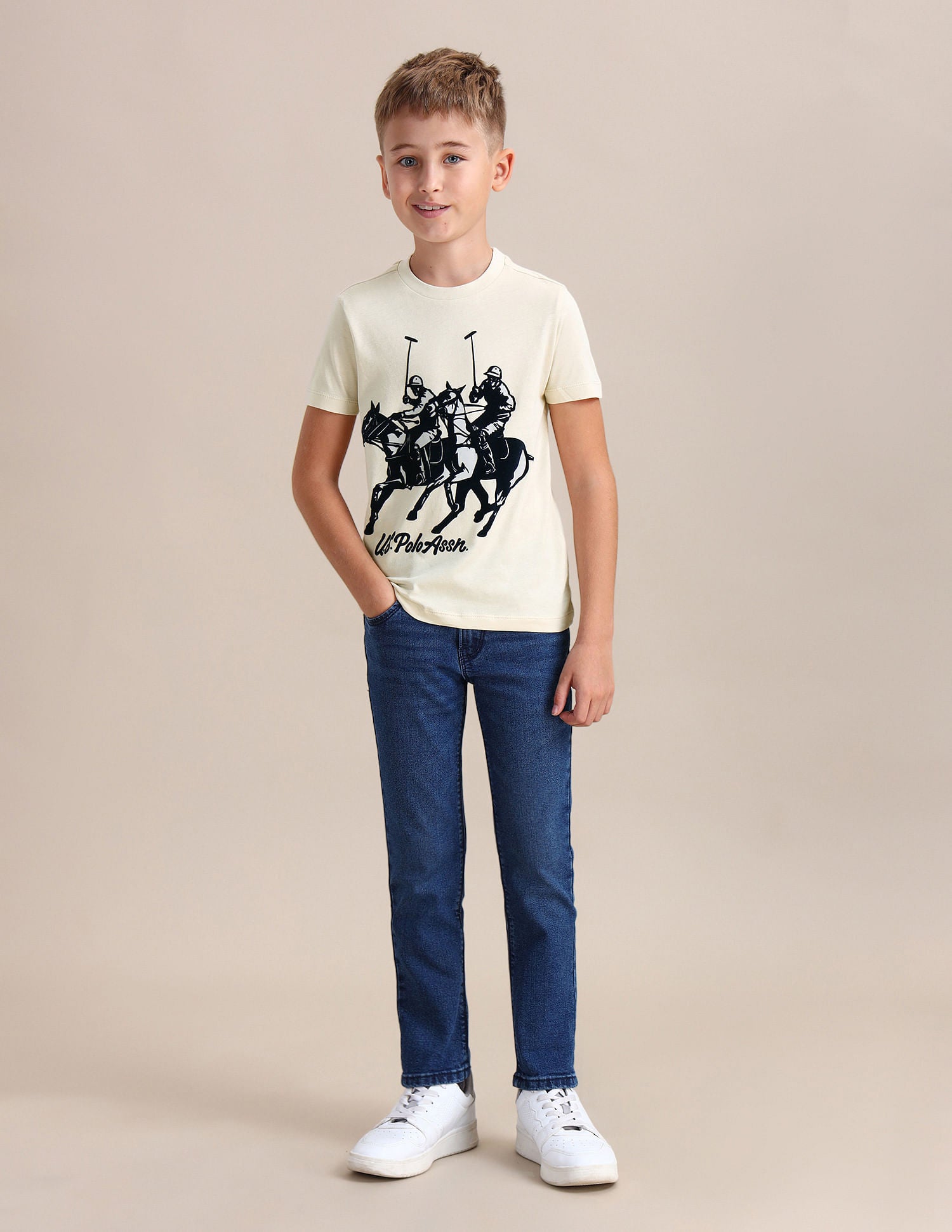 Boys Brand Print Regular Fit T-shirt Nude - U.S. POLO ASSN. | Large