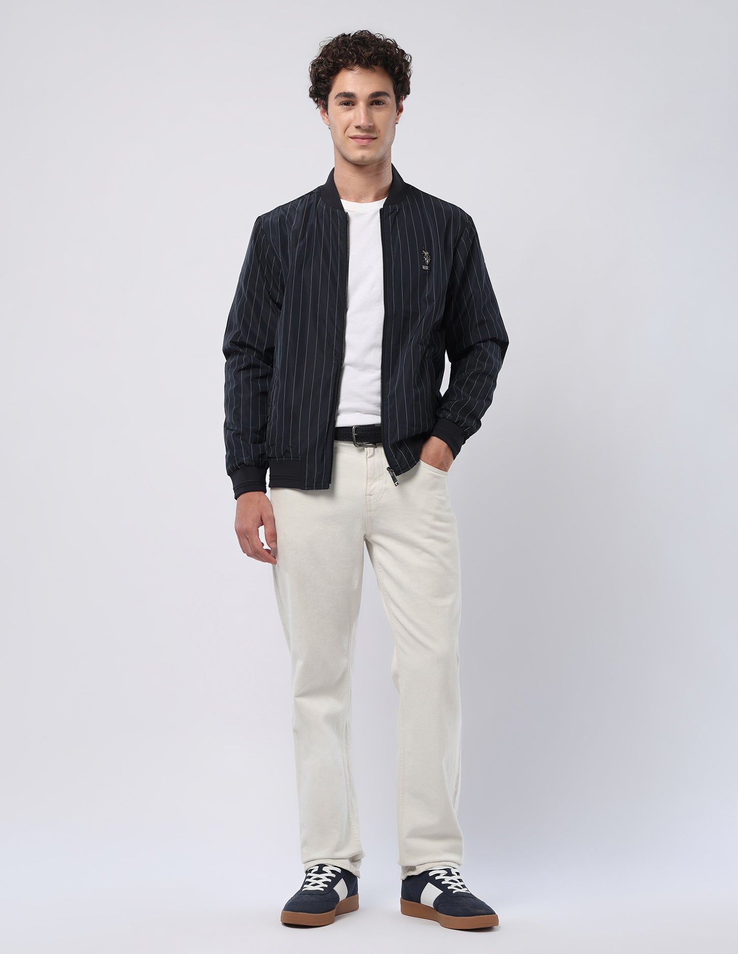 Vertical Striped Bomber Jacket Navy - U.S. Polo Assn. India | Large
