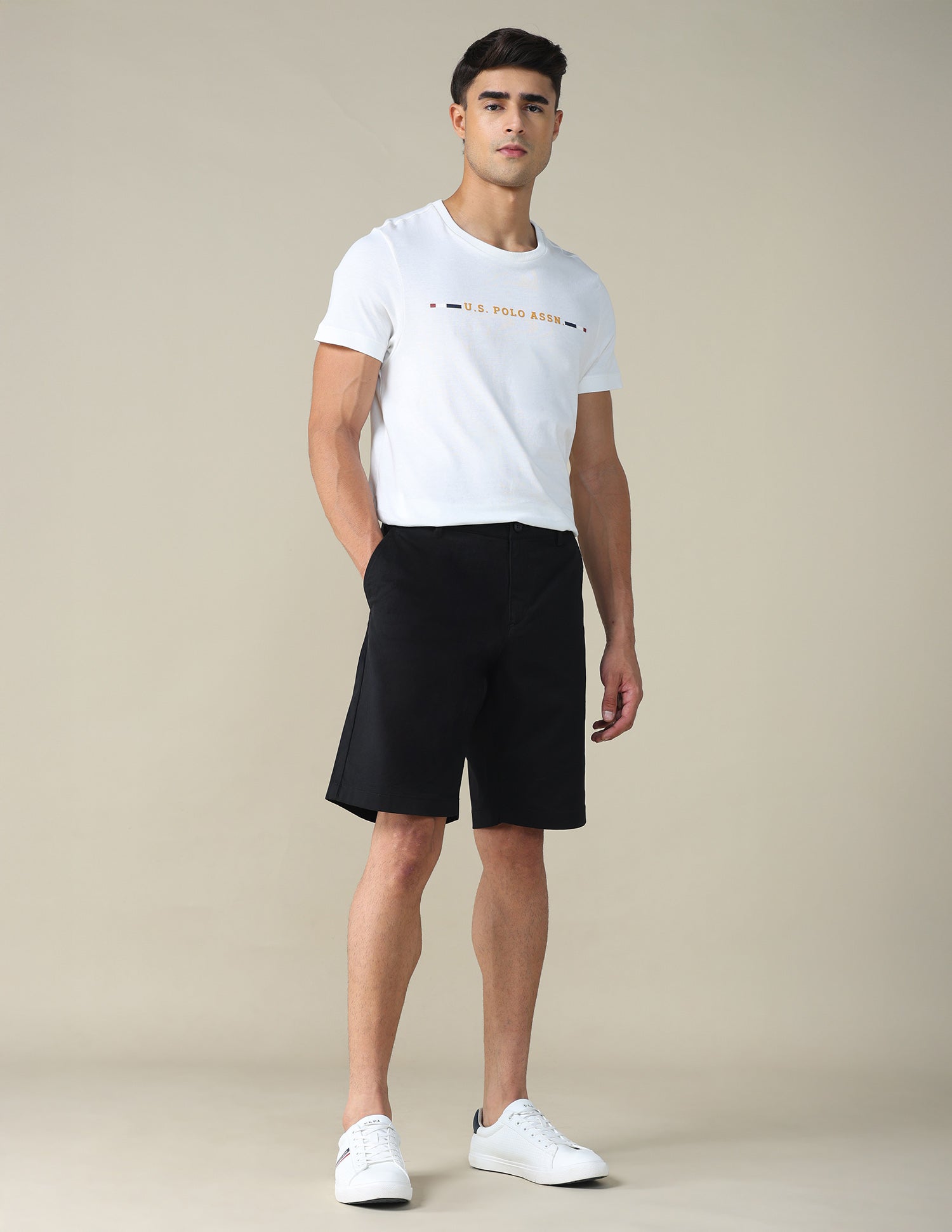 Solid Slim Fit Shorts Black - U.S. POLO ASSN. | Large