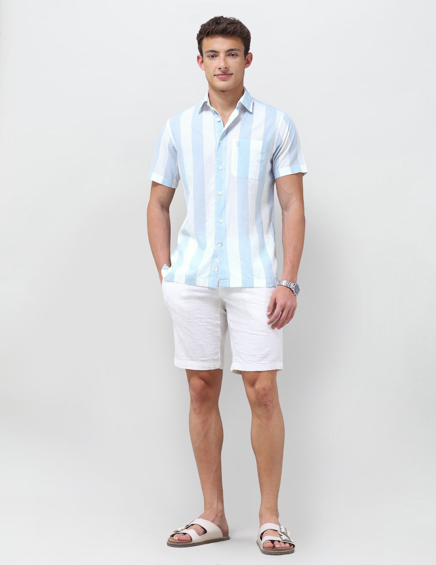 Vertical Striped Regular Fit Shirt Teal - U.S. Polo Assn. India | Large