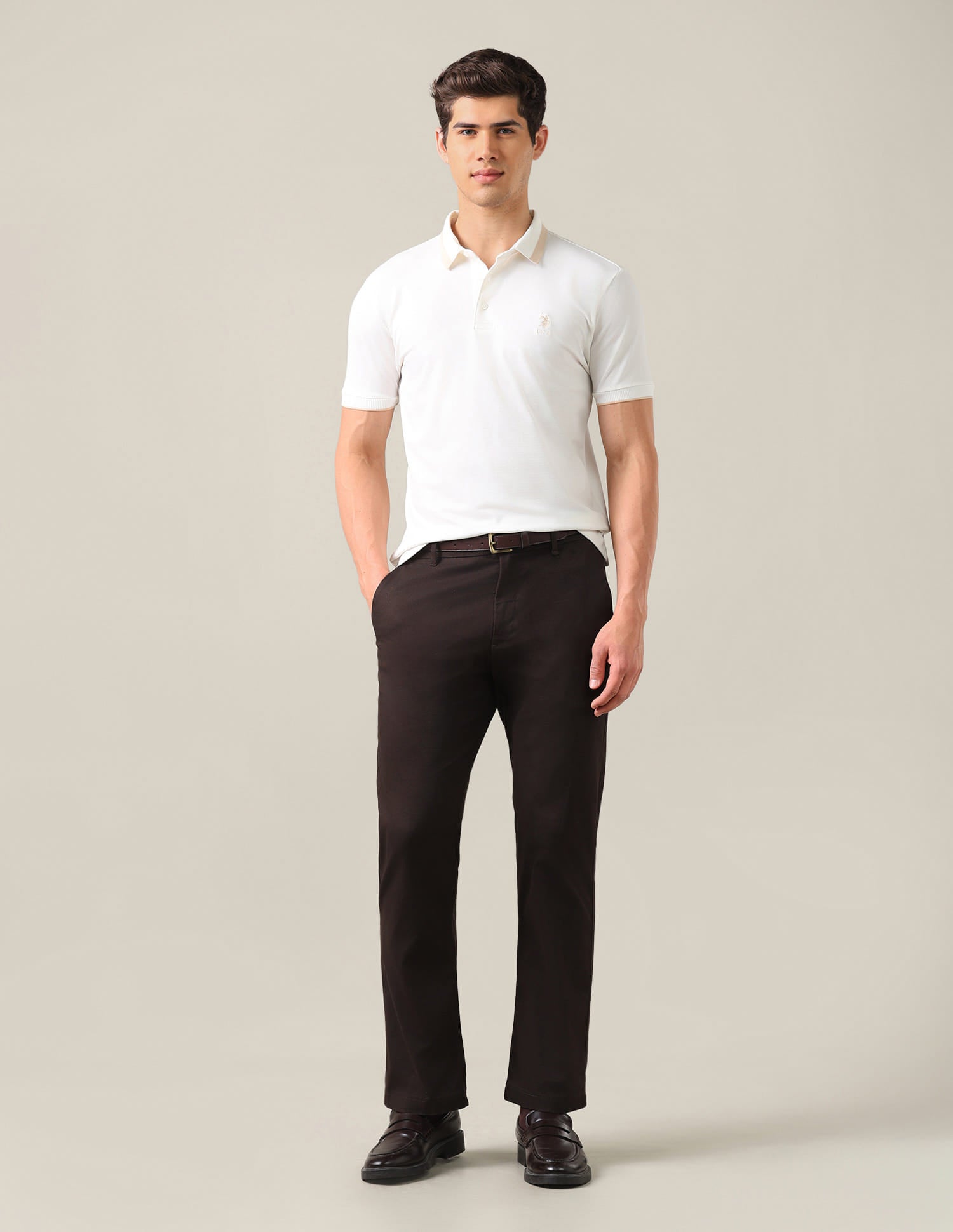 Solid Slim Fit Polo Shirt White - U.S. Polo Assn. India | Large