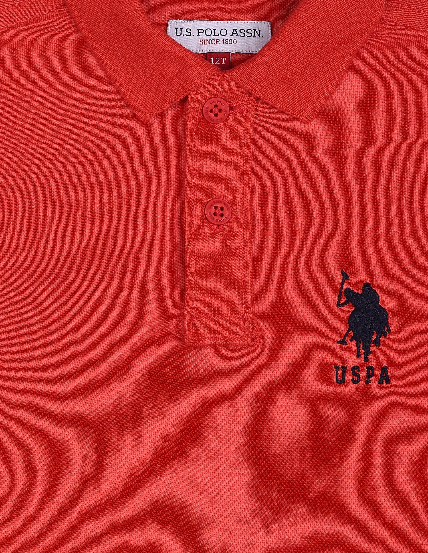 Pure Cotton Solid Polo Shirt Red - U.S. POLO ASSN. | Large