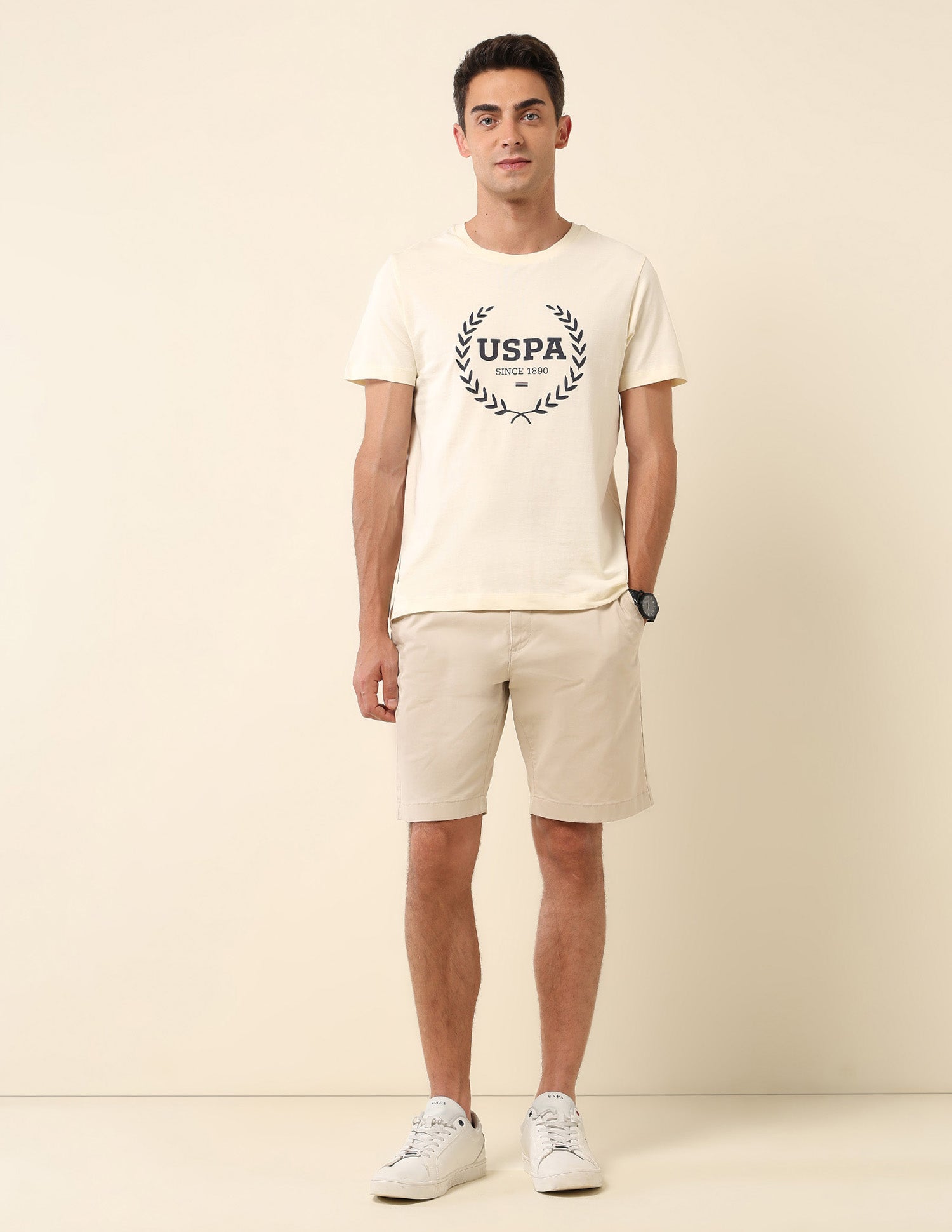 Brand Printed Slim Fit T-Shirt Off White - U.S. POLO ASSN. | Large