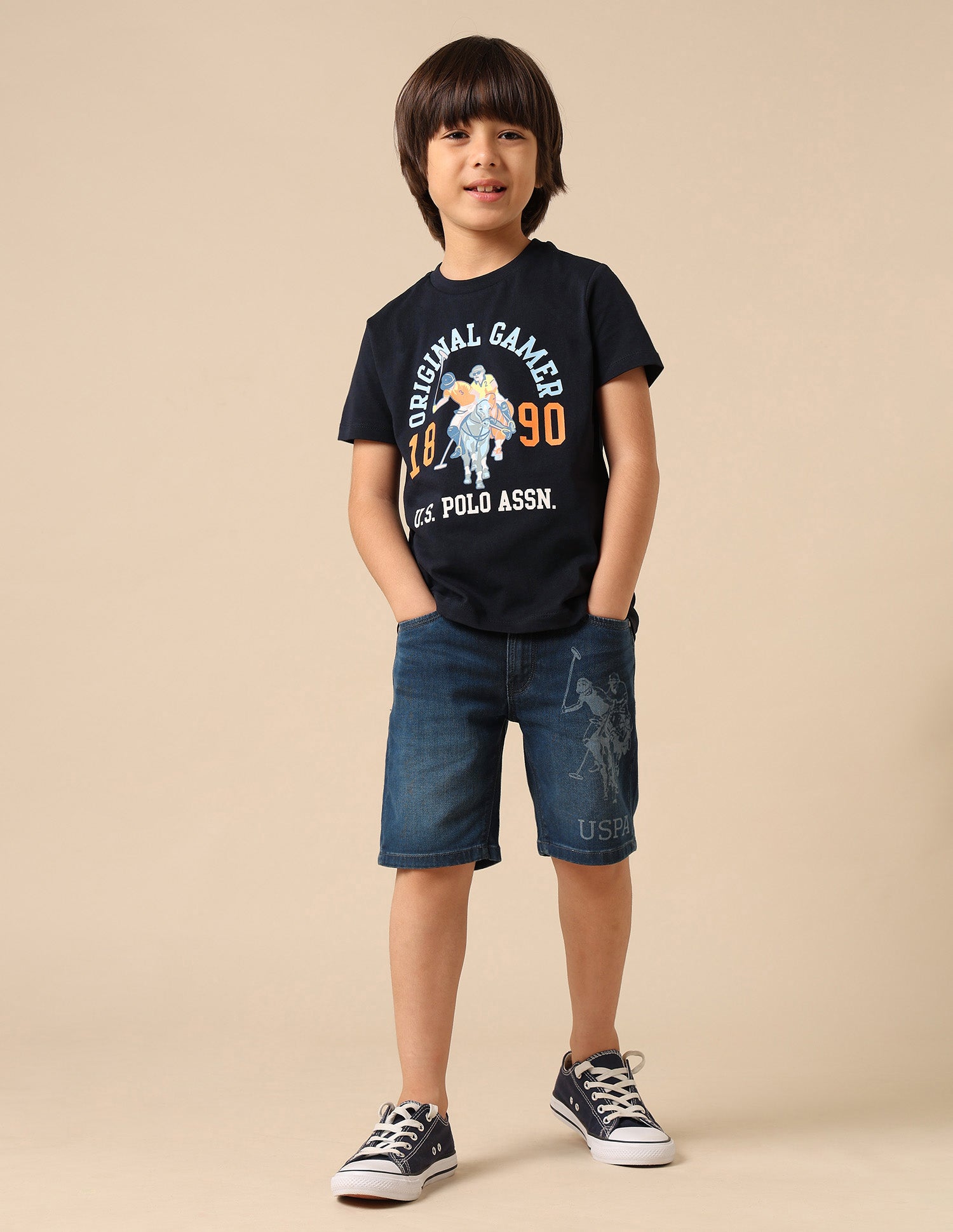 Boys Pure Cotton Graphic Brand Printed T Shirt Navy - U.S. POLO ASSN. | Large