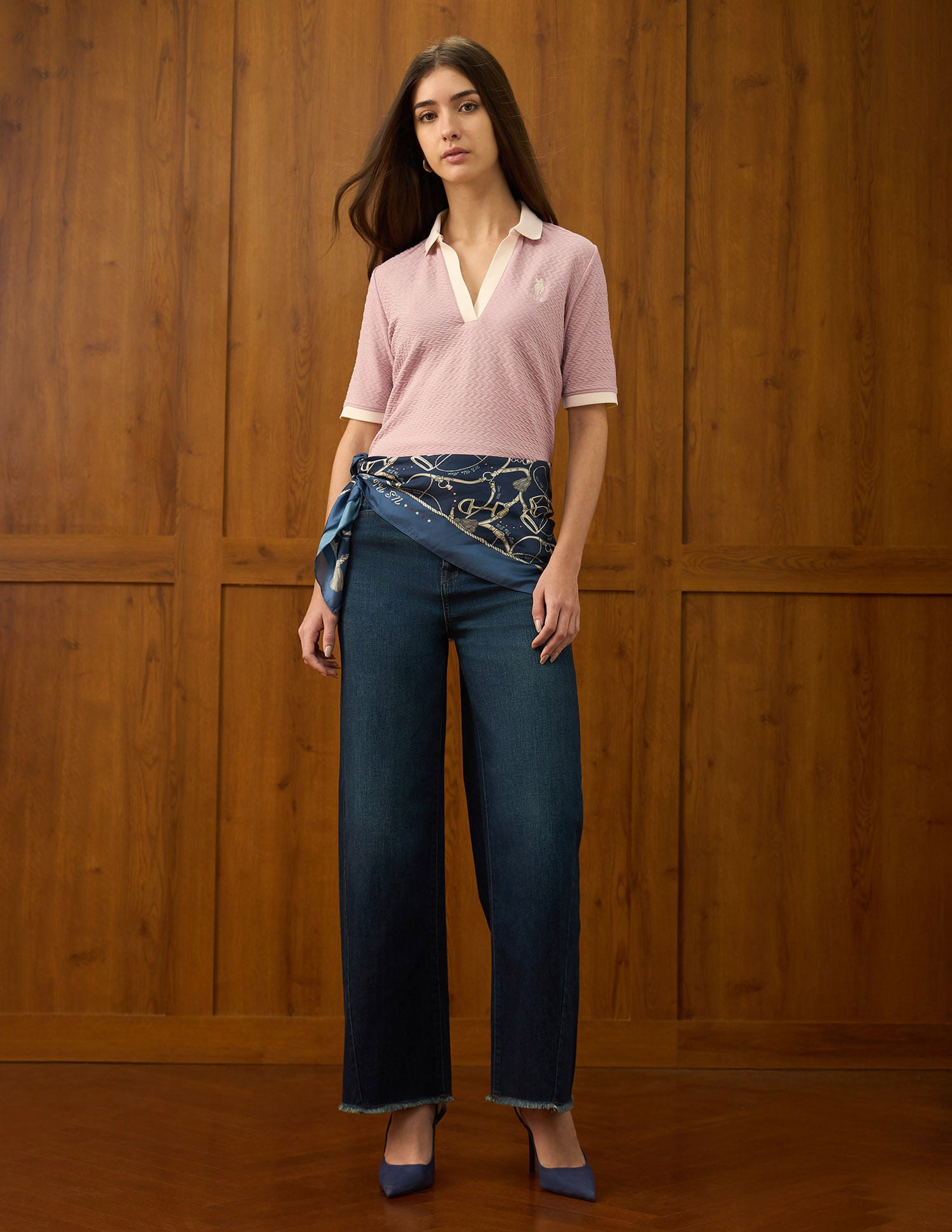 Textured Regular Fit Top Pink - U.S. POLO ASSN. | Large