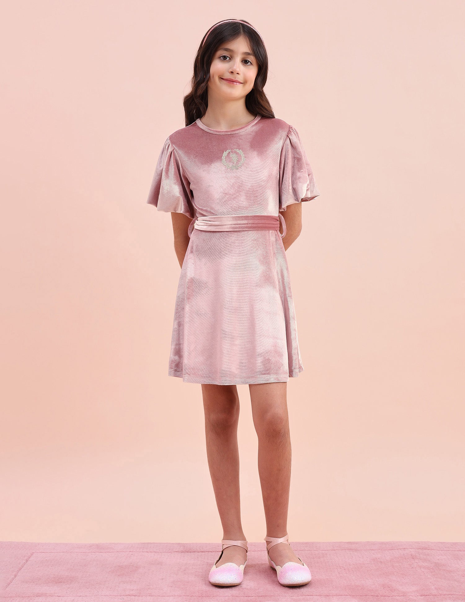 Girls Solid Fit & Flare Dress Pink - U.S. POLO ASSN. | Large