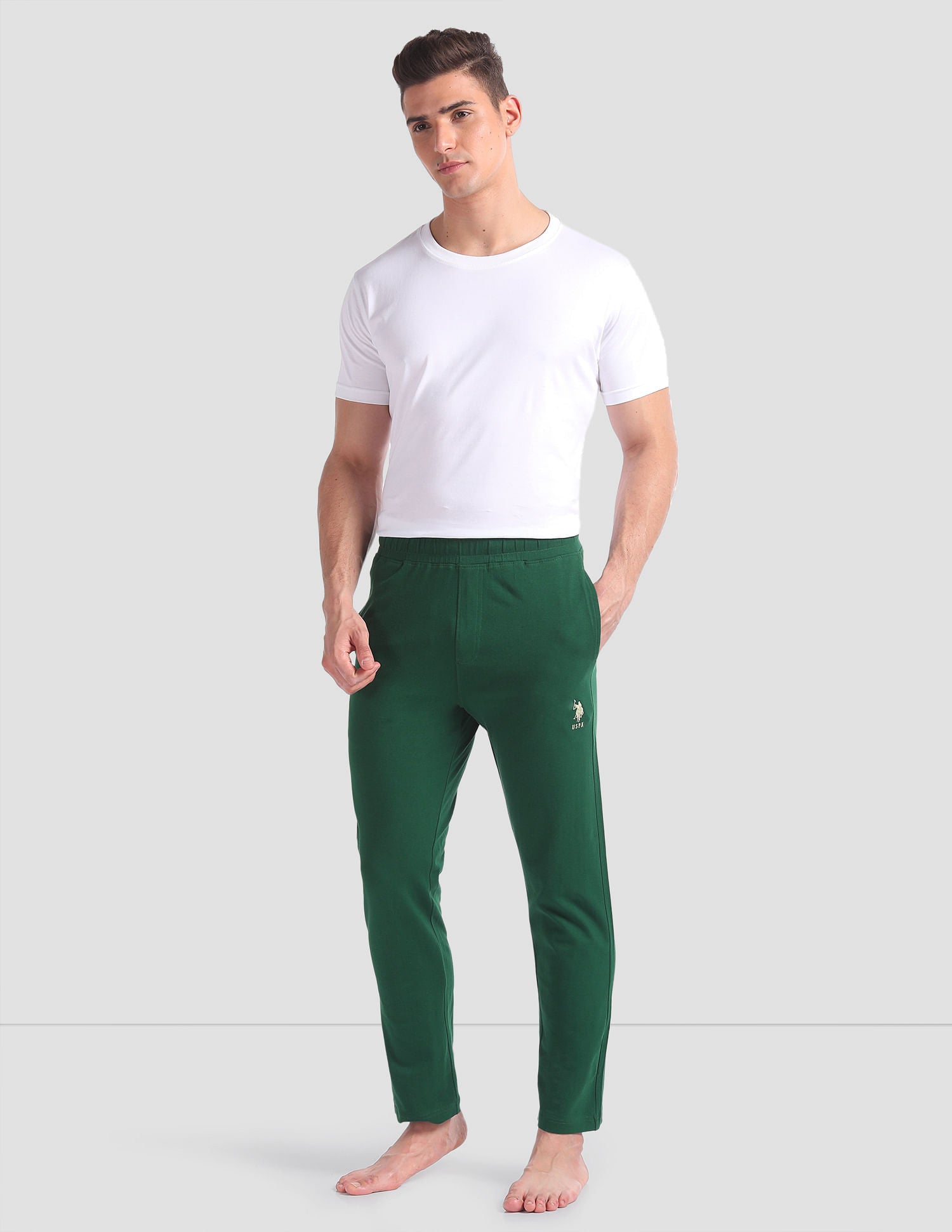 Cotton Stretch OELP1 Lounge Track Pants - Pack Of 1 Dark Green - U.S. POLO ASSN. | Large