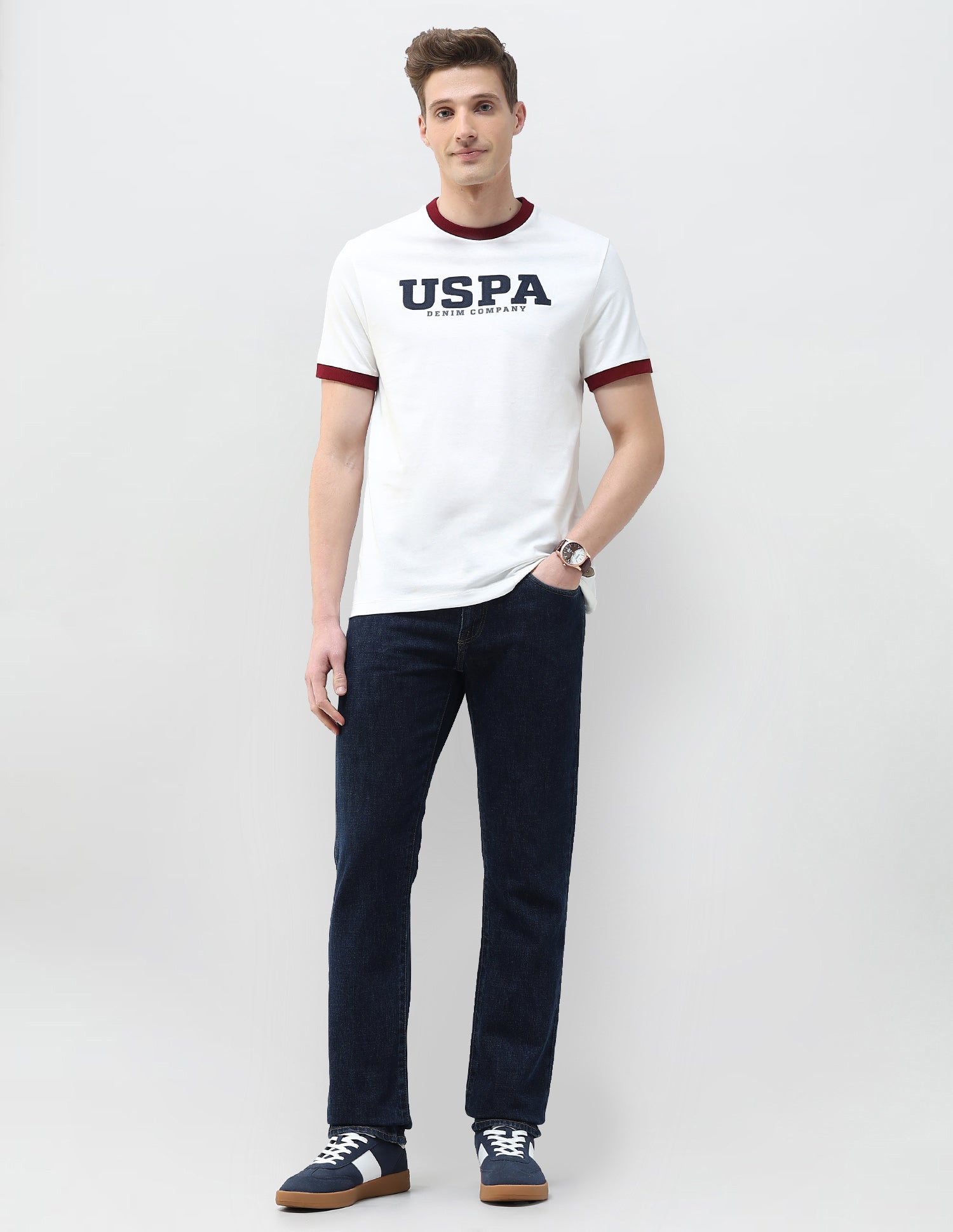 Brand Embroidered Motel On The Coast T-Shirt Ivory - U.S. Polo Assn. India | Large