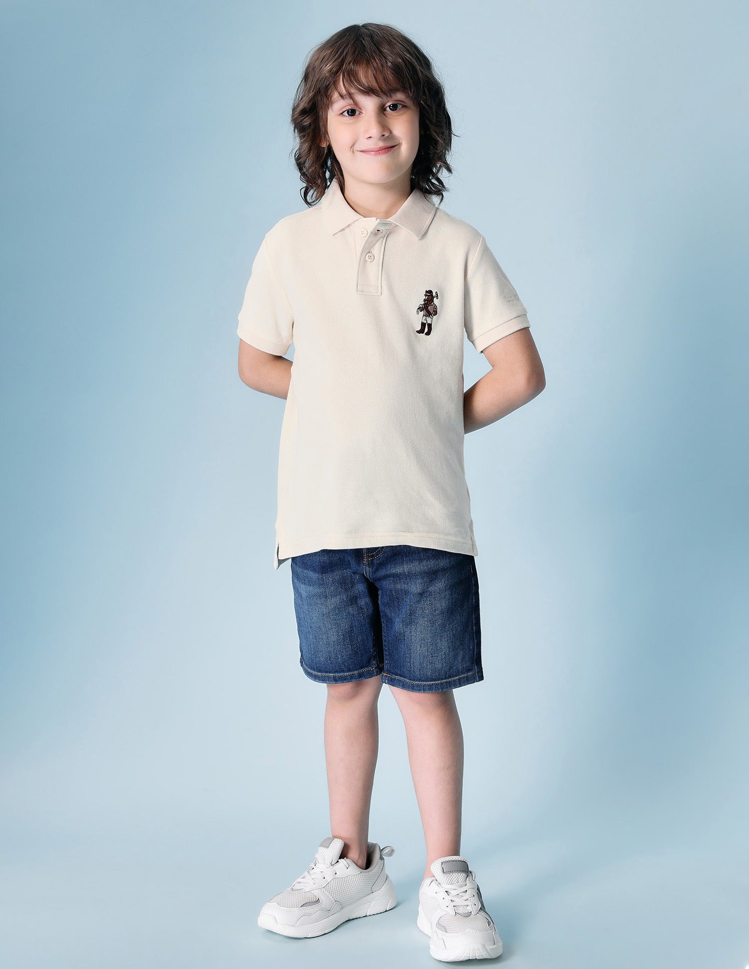 Boys Solid Pure Cotton Polo Shirt Cream - U.S. POLO ASSN. | Large