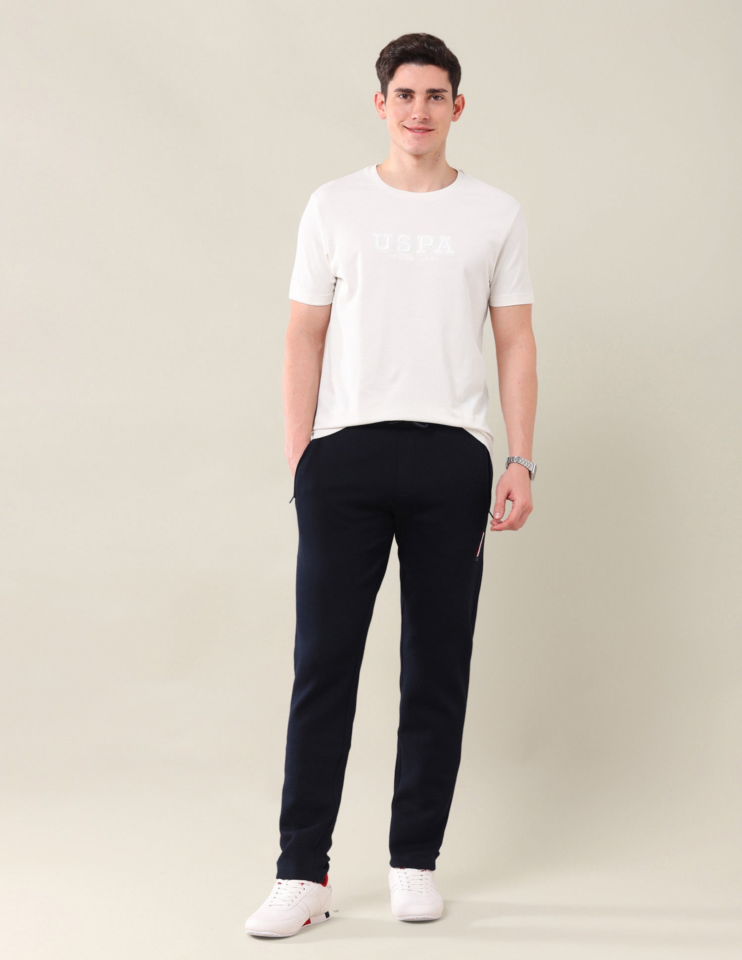 Brand Printed Slim Fit T-Shirt Off White - U.S. POLO ASSN. | Large