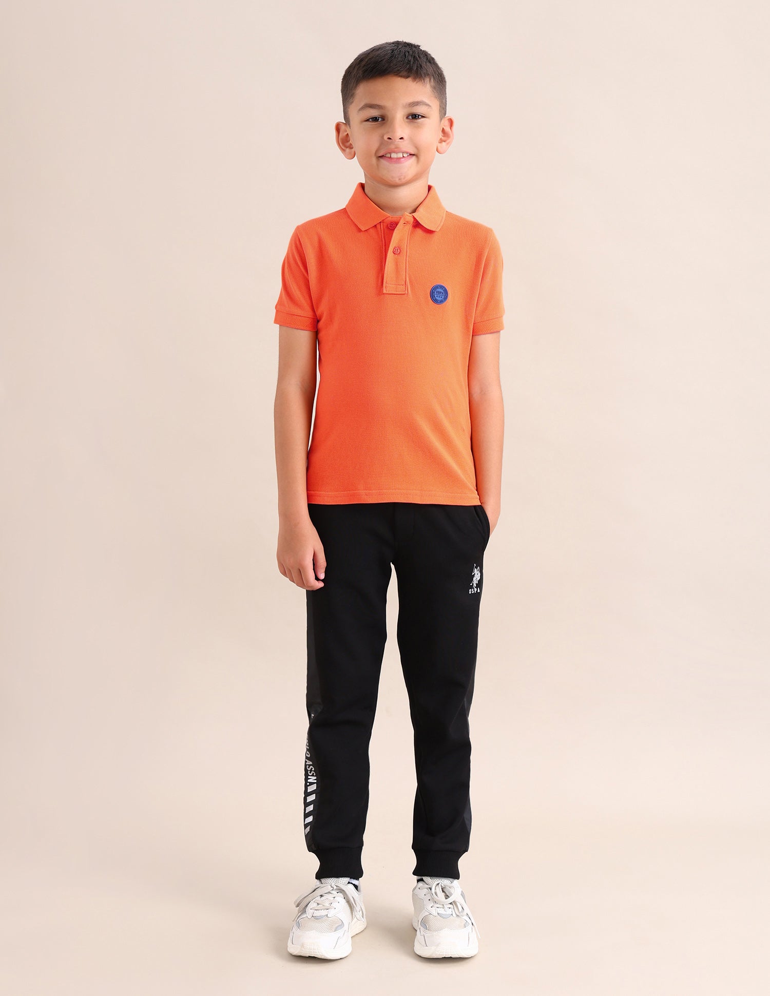 Boys Solid Regular Fit T-Shirt Coral - U.S. POLO ASSN. | Large