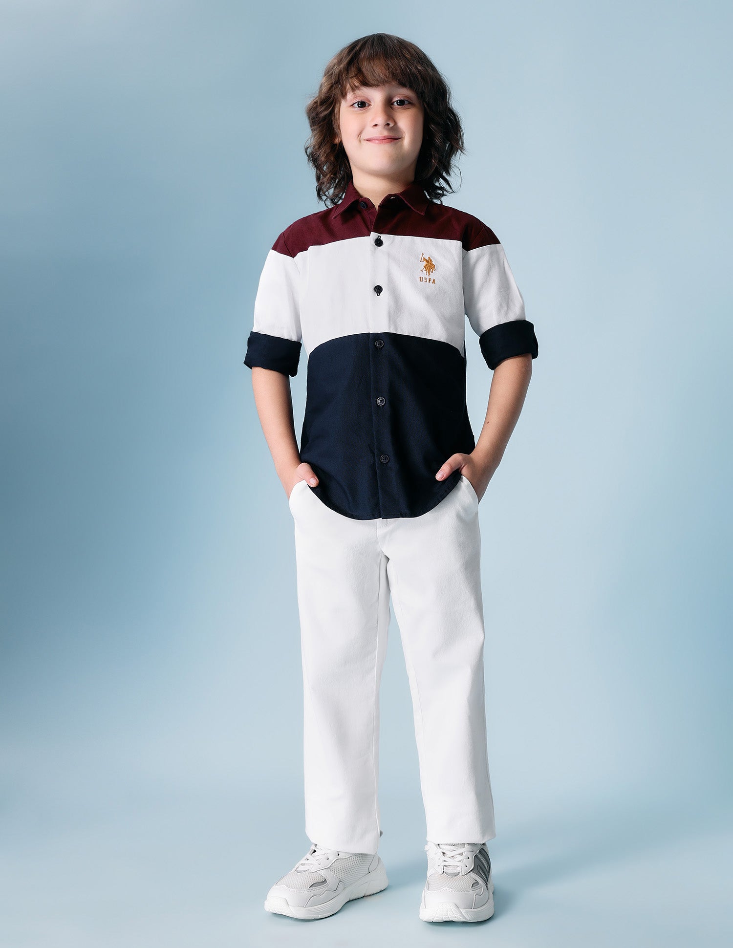 Boys Colorblocked Pure Cotton Shirt Red - U.S. POLO ASSN. | Large