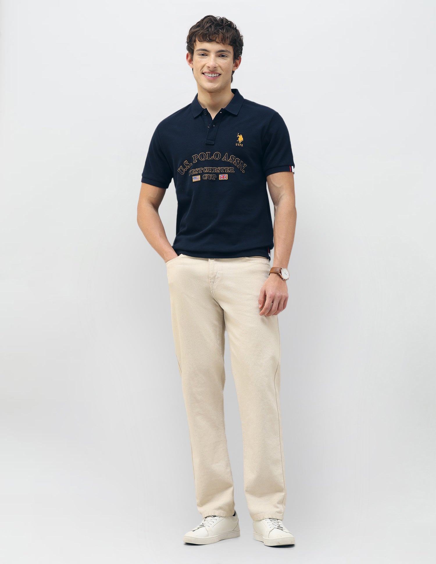 New Port Marina Brand Embroidered Polo Shirt Navy - U.S. Polo Assn. India | Large