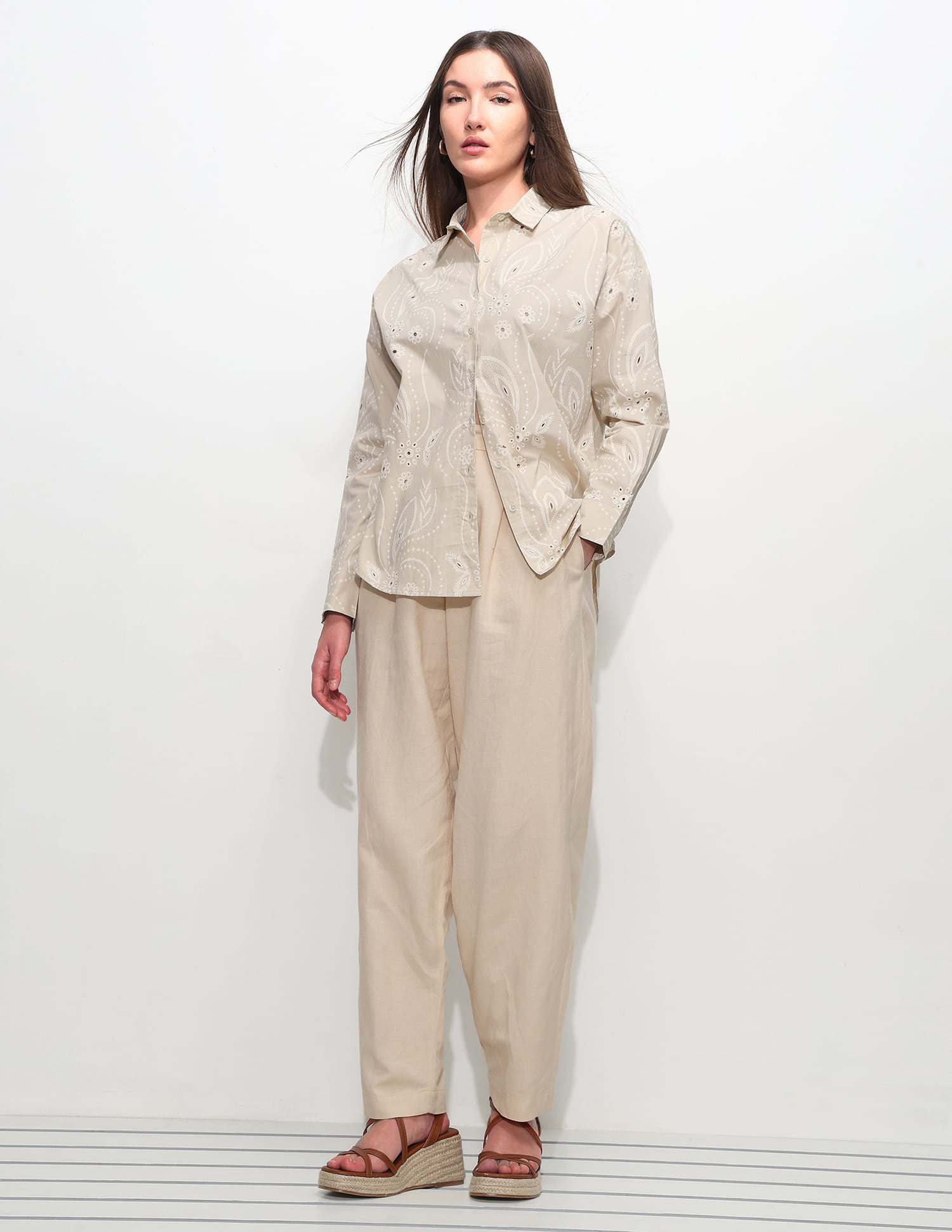 Oversized Fit Floral Shirt Beige - U.S. Polo Assn. India | Large